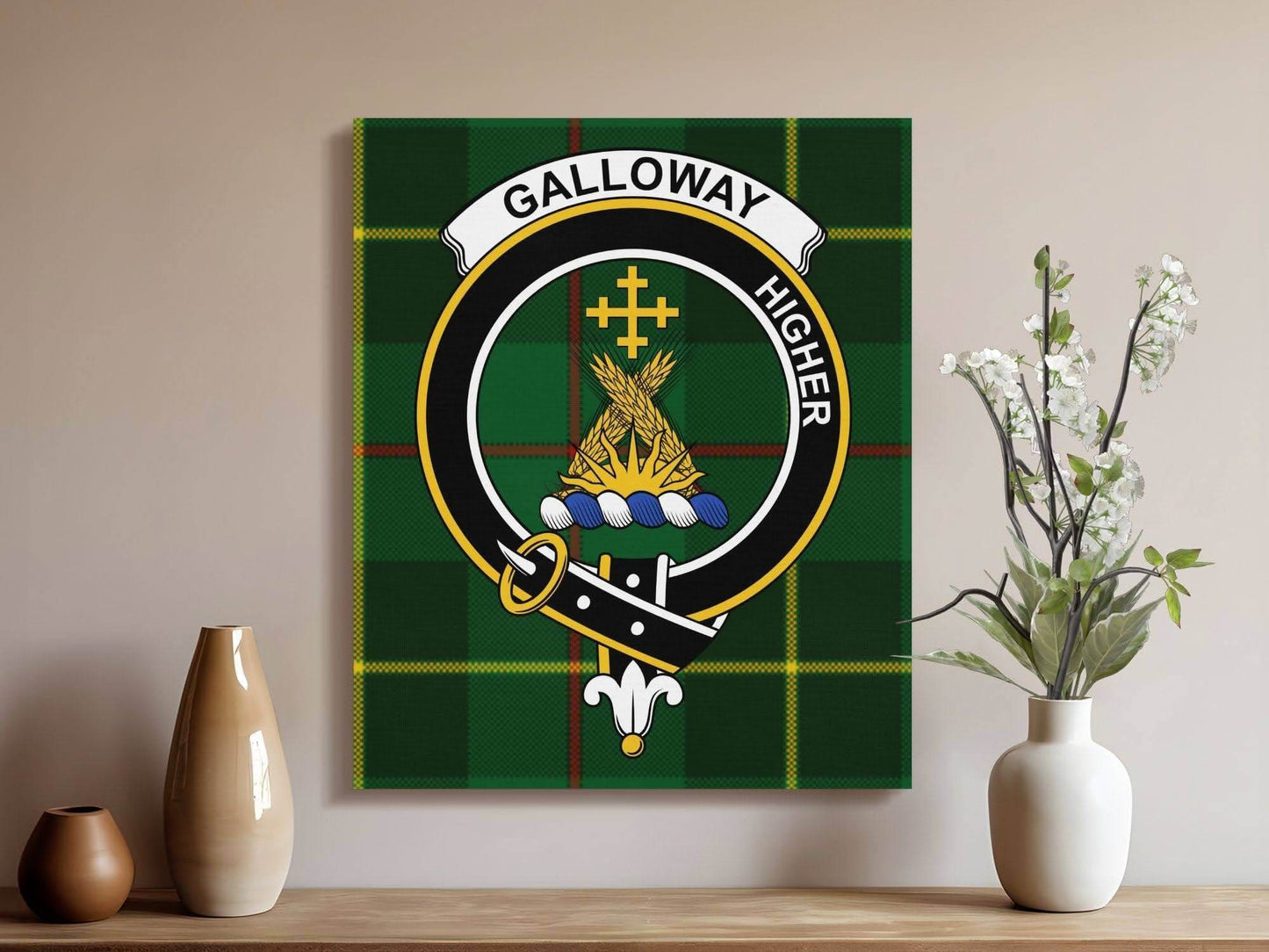 Galloway Scottish Tartan Crest Canvas - Celtic Ancestry Gifts