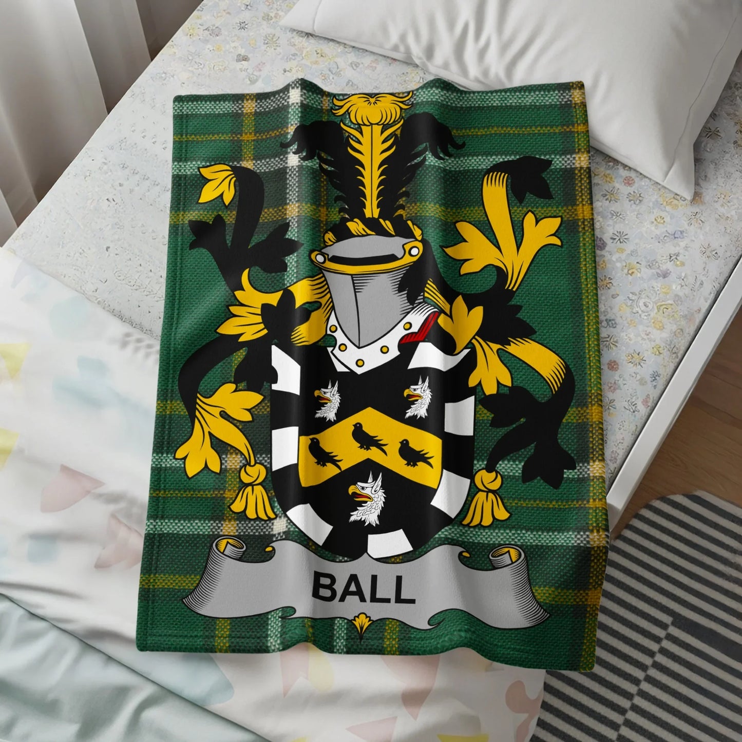 Custom Family Crest Plaid Blanket Personalized product