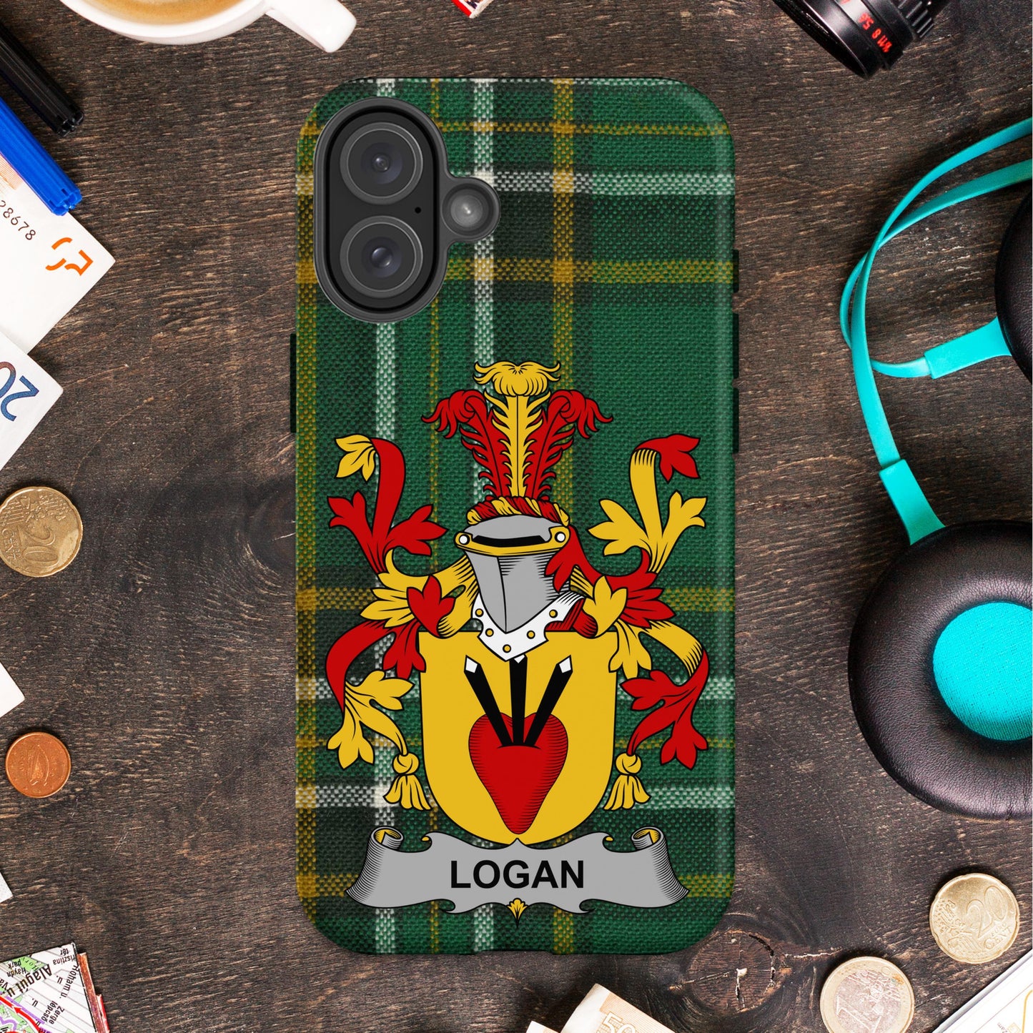 Green Tartan Personalized Name Phone Case product type