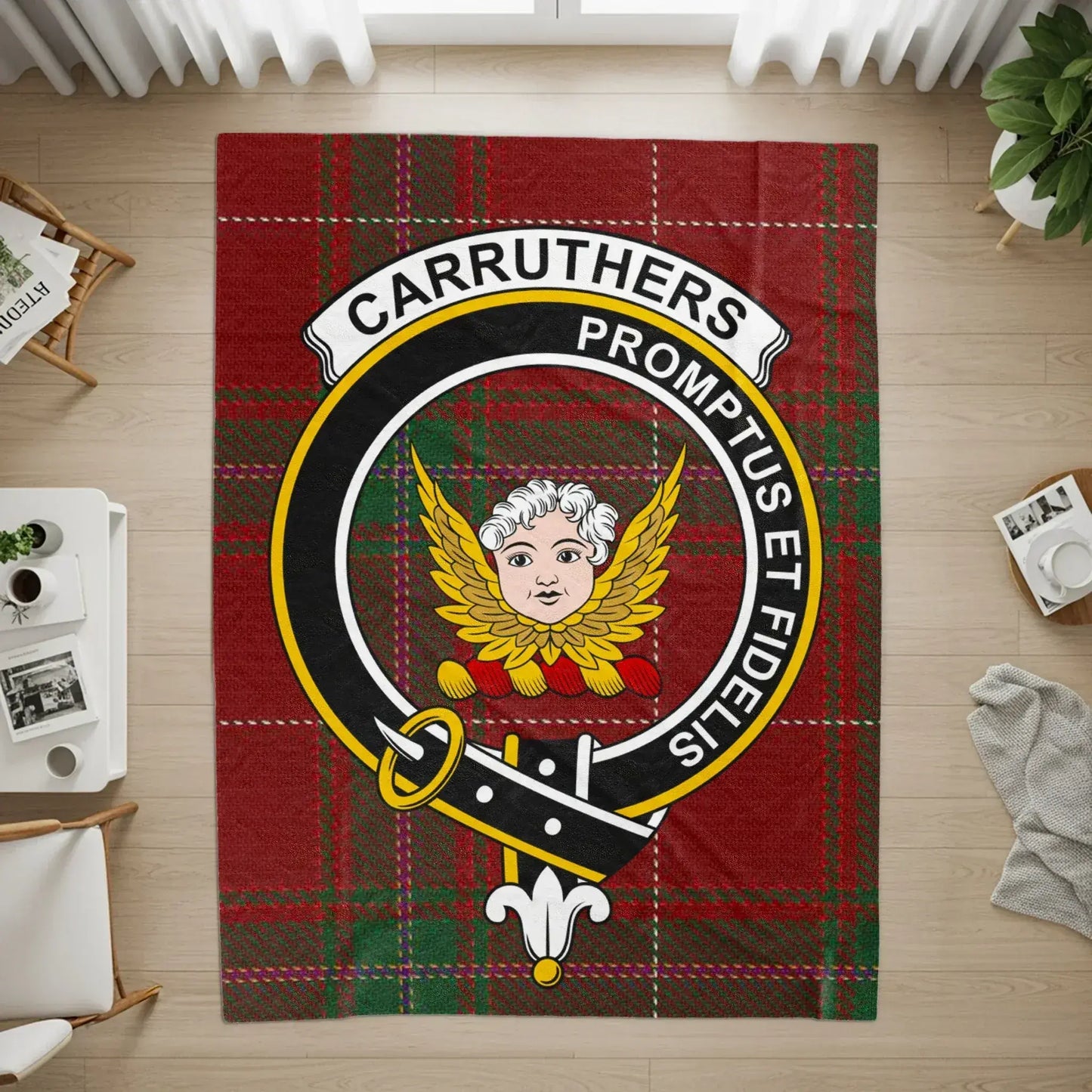Carruthers Tartan Crest Design Throw Blanket product