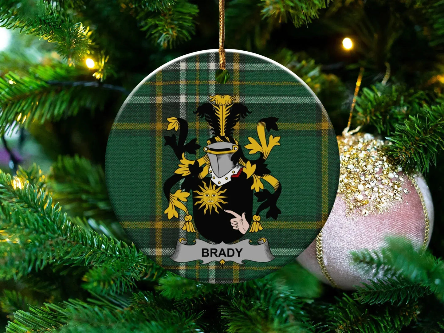 Personalized Family Crest Plaid Custom Ornament product type