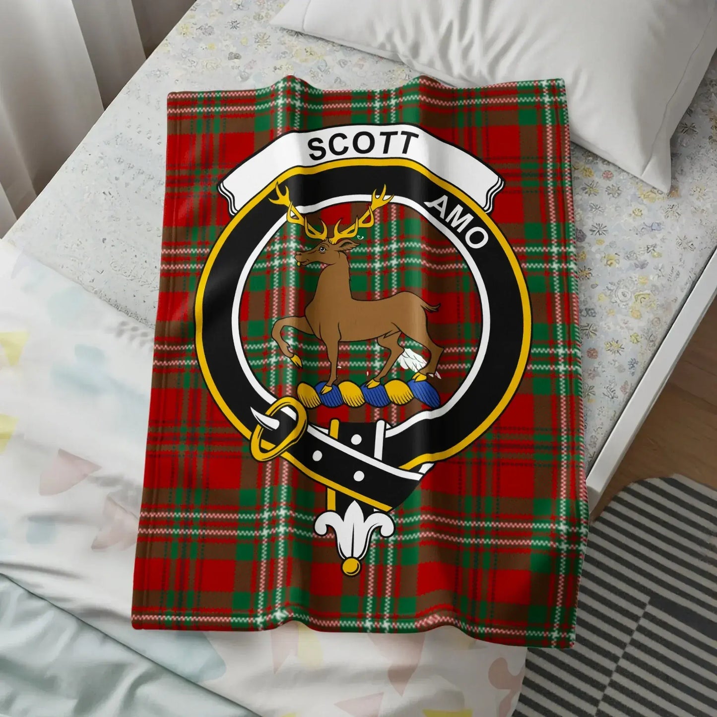 Scottish Tartan Design Blanket with Family Crest product