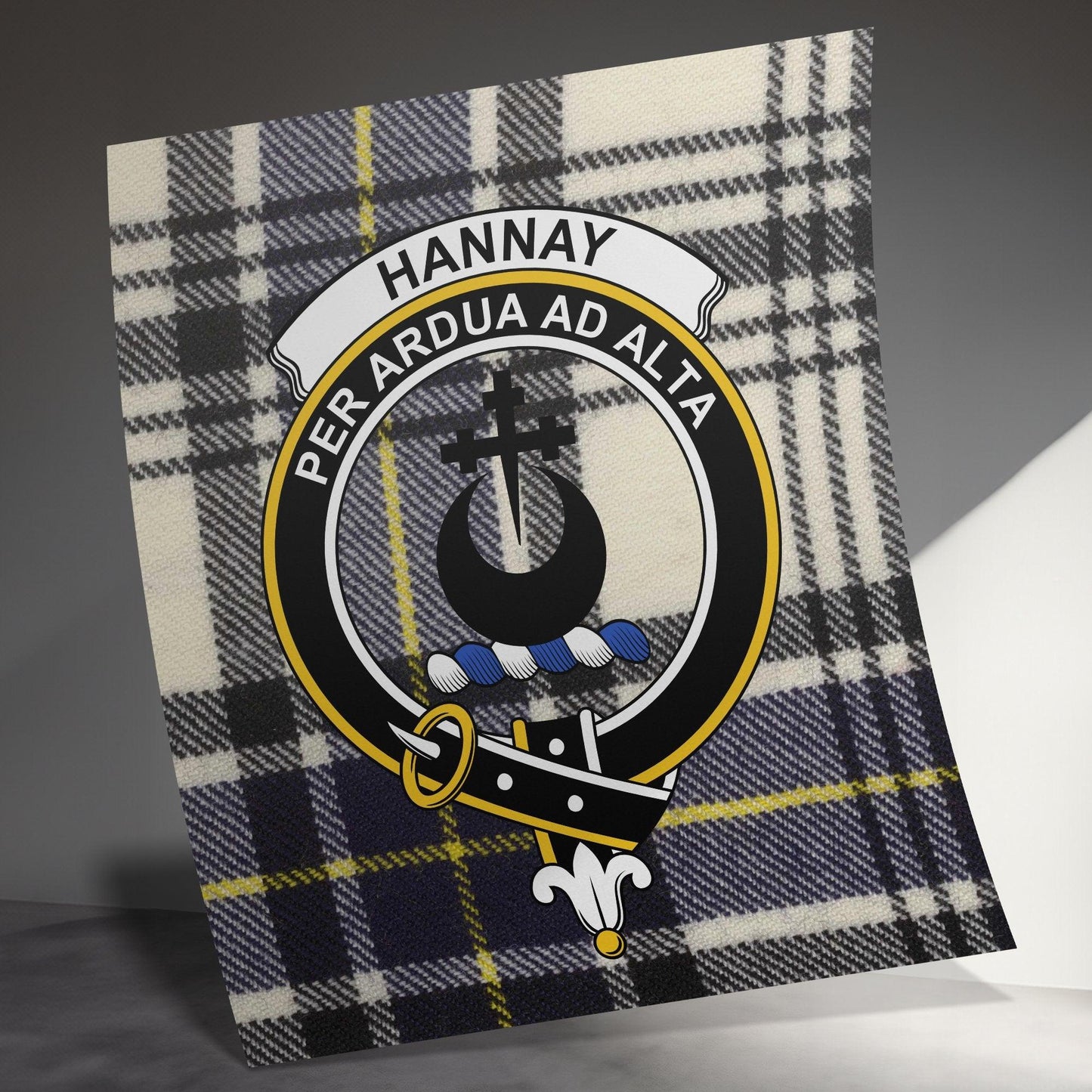 Hannay Scottish Clan Crest Plaid Poster Canvas Wrap - Celtic Ancestry Gifts