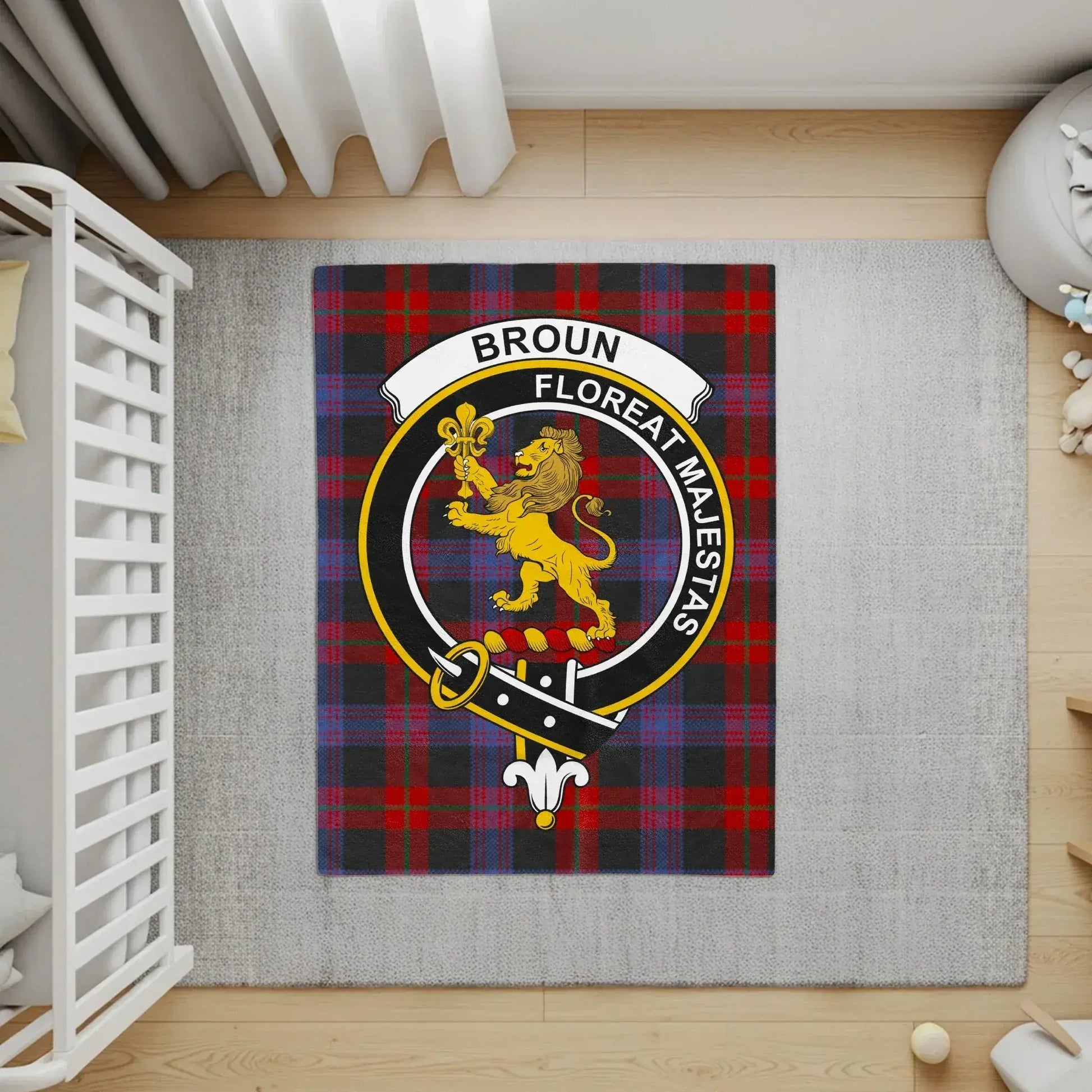 Broun Floreat Majestas Printed Tartan Design Rug product