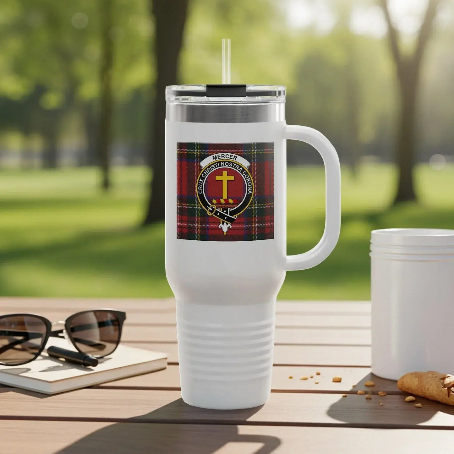 Plaid Family Crest Travel Tumbler with Handle product