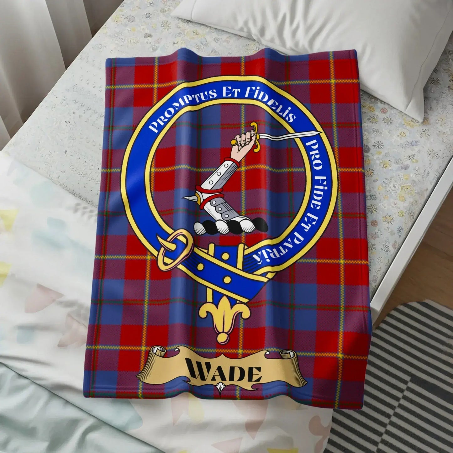 Tartan Throw Blanket with Family Crest Design product