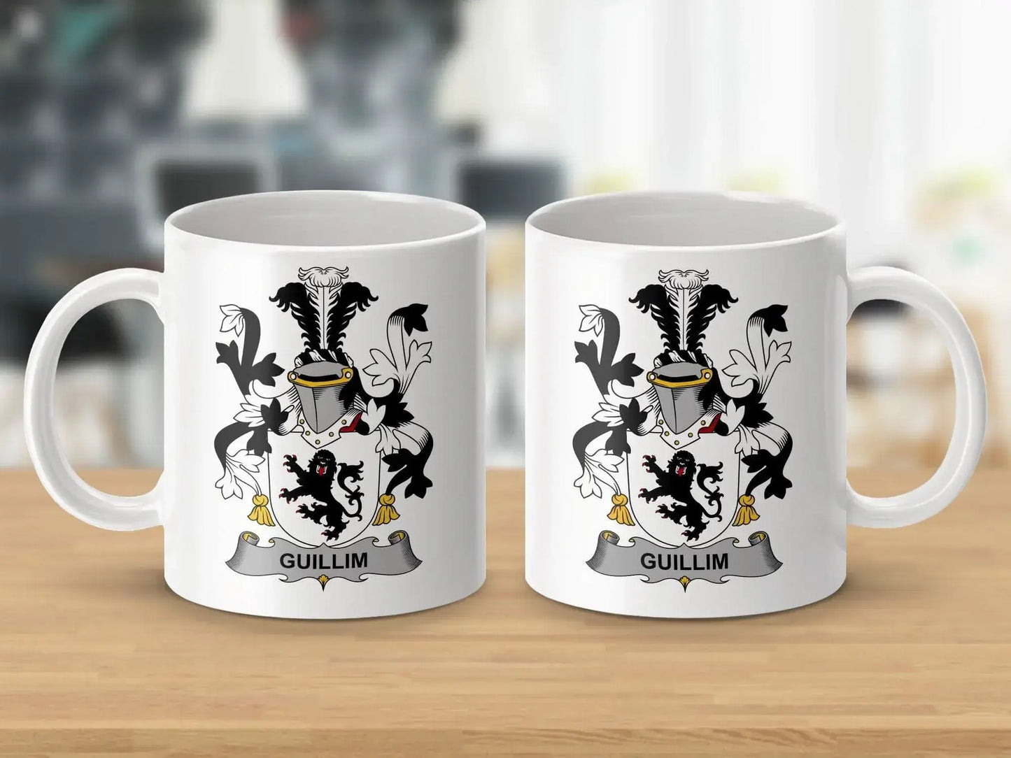 Guillim Surname Irish Family Crest Mug - Celtic Ancestry Gifts