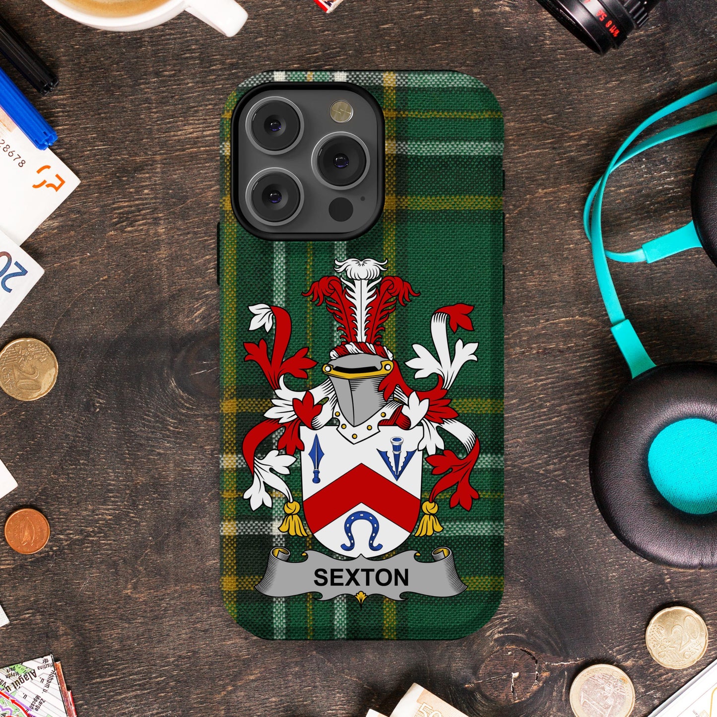Sexton Family Crest Heraldry Design Cell phone cover - Celtic Ancestry Gifts