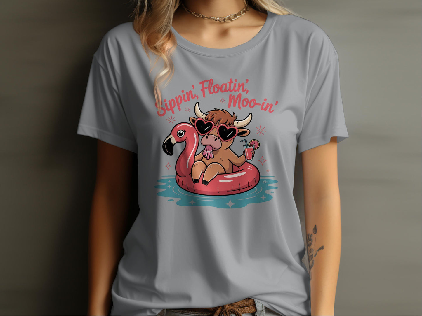 Sippin' Floatin' Moo-in' Flamingo T-Shirt product