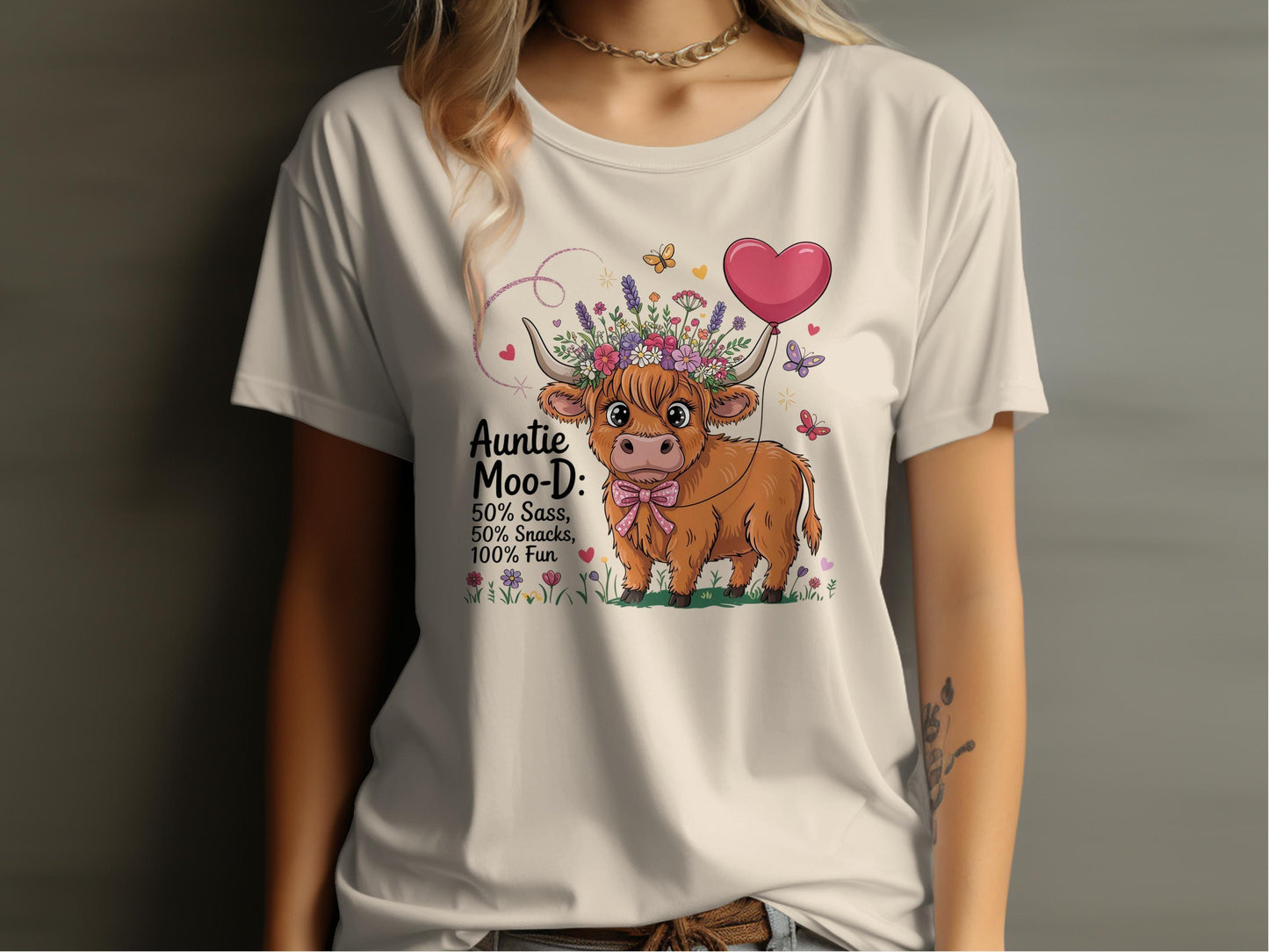 Auntie Moo D Funny Cow Balloon Graphic T-Shirt product
