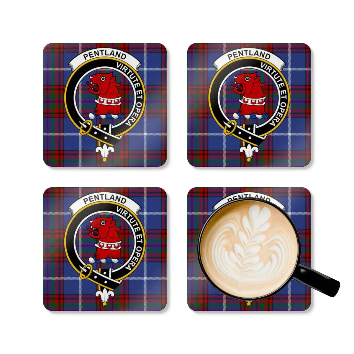 Pentland Virtute Et Opera Plaid Design Coaster Set product type