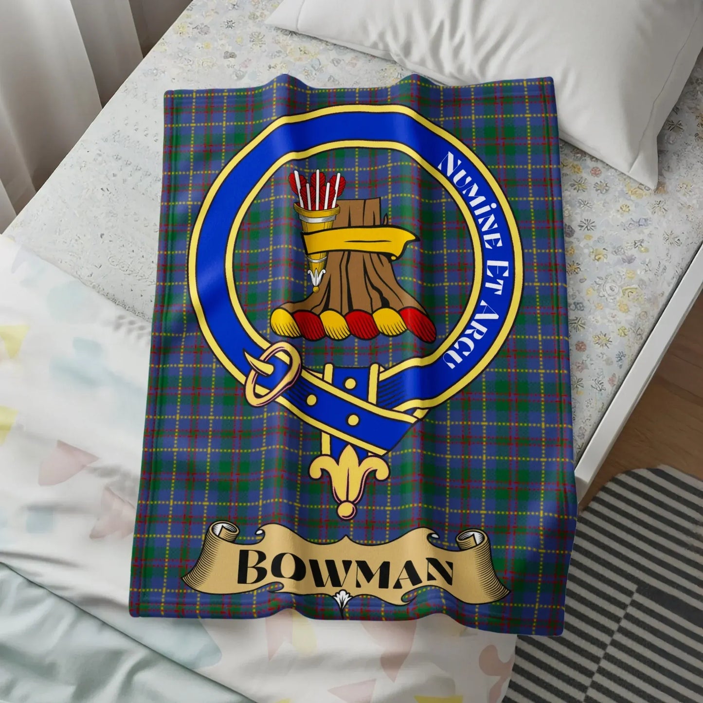 Bowman Tartan Crest Cozy Soft Fleece Blanket product