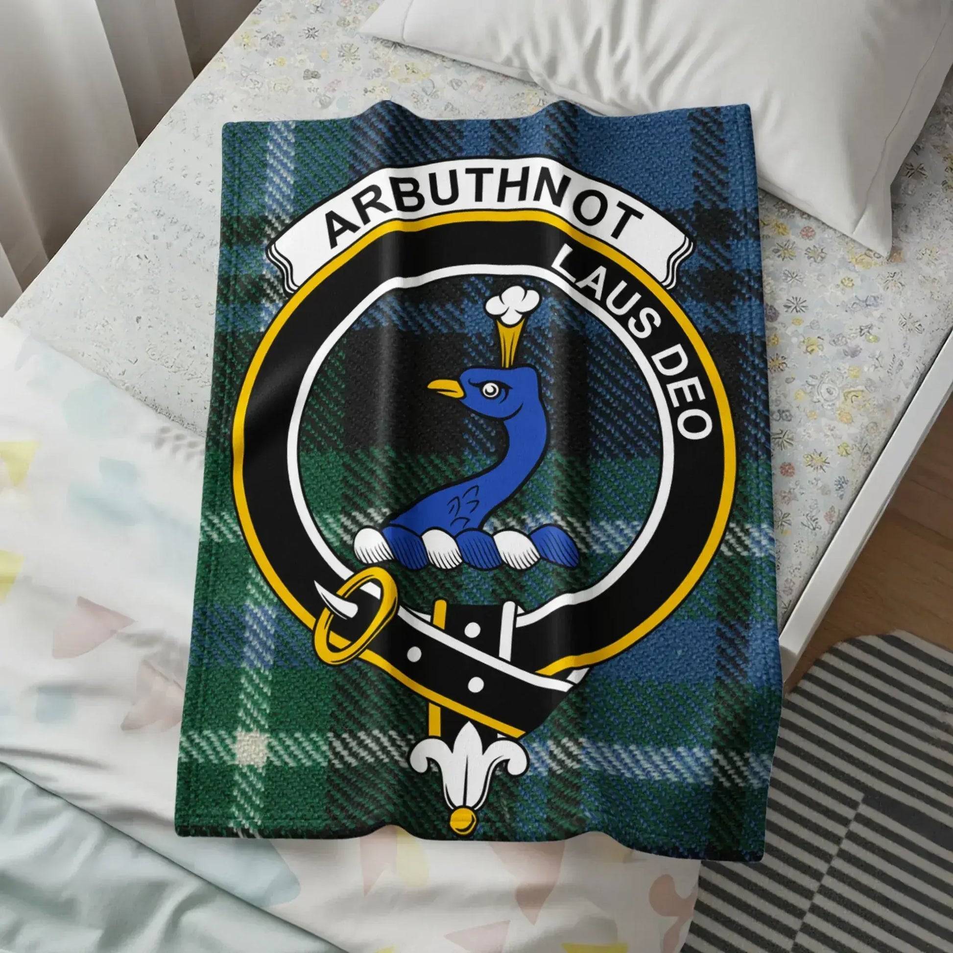 Arbuthnot Clan Crest Tartan Blanket product type