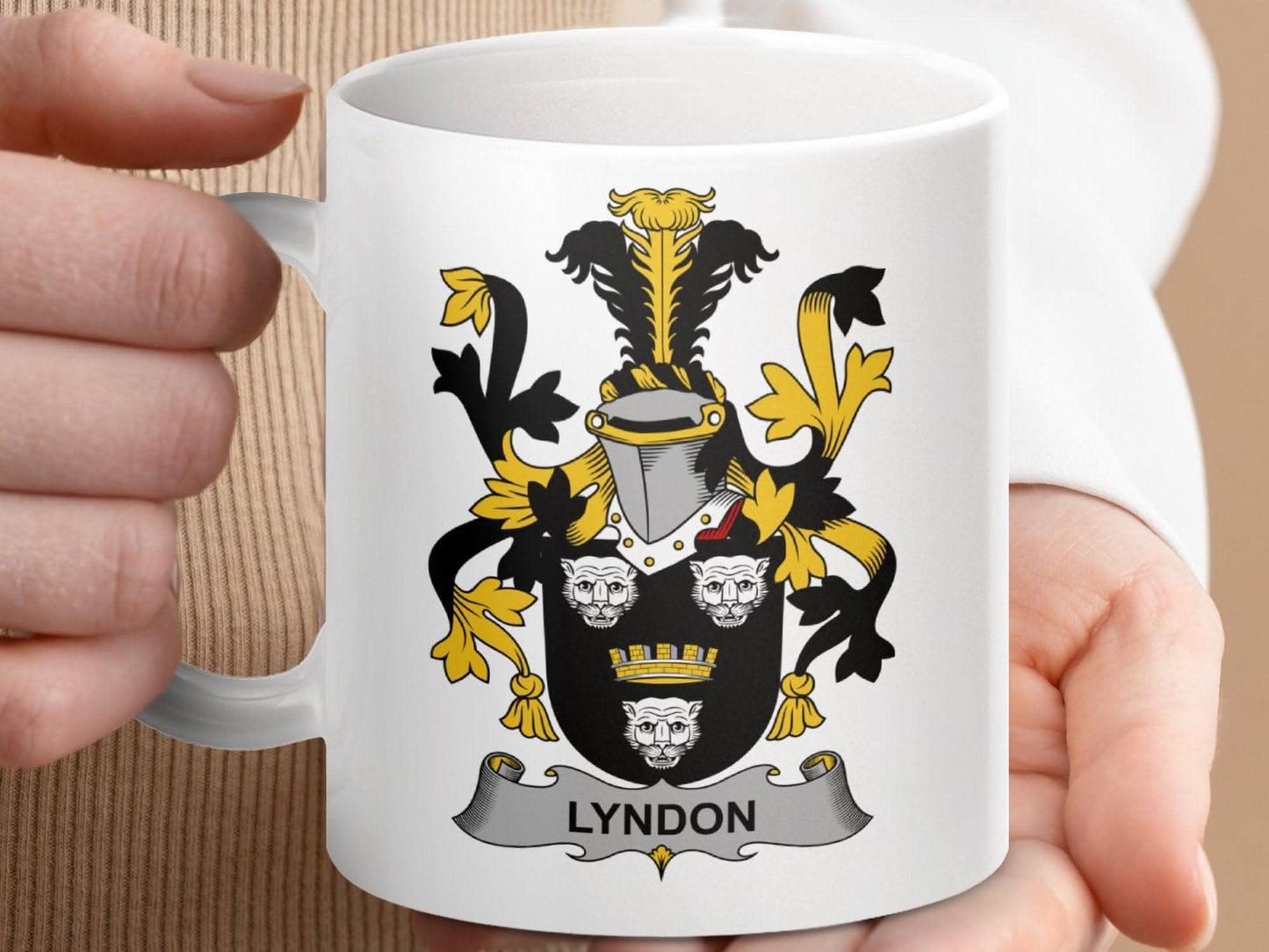 Lyndon Surname Irish Family Crest Mug - Celtic Ancestry Gifts
