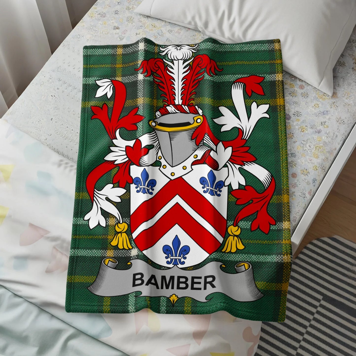 Family Crest Blanket with Bamber Coat of Arms design blanket