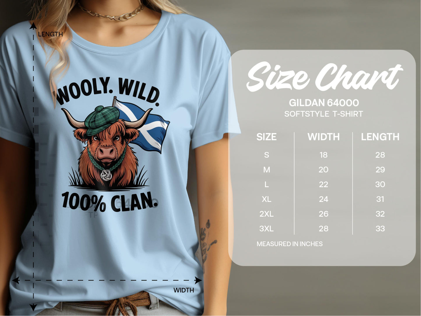 Wooly Wild 100 Percent Clan Highland Cow T-Shirt - Celtic Ancestry Gifts
