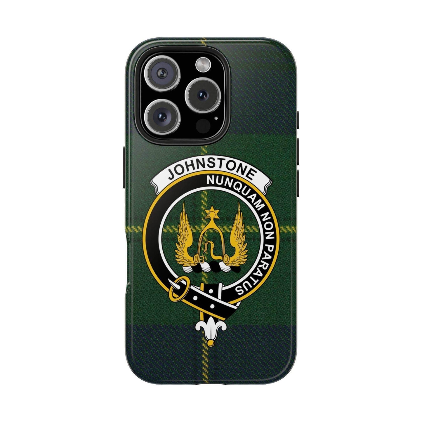 Johnstone Clan Crest Tartan Background Cell Phone Case - Celtic Ancestry Gifts