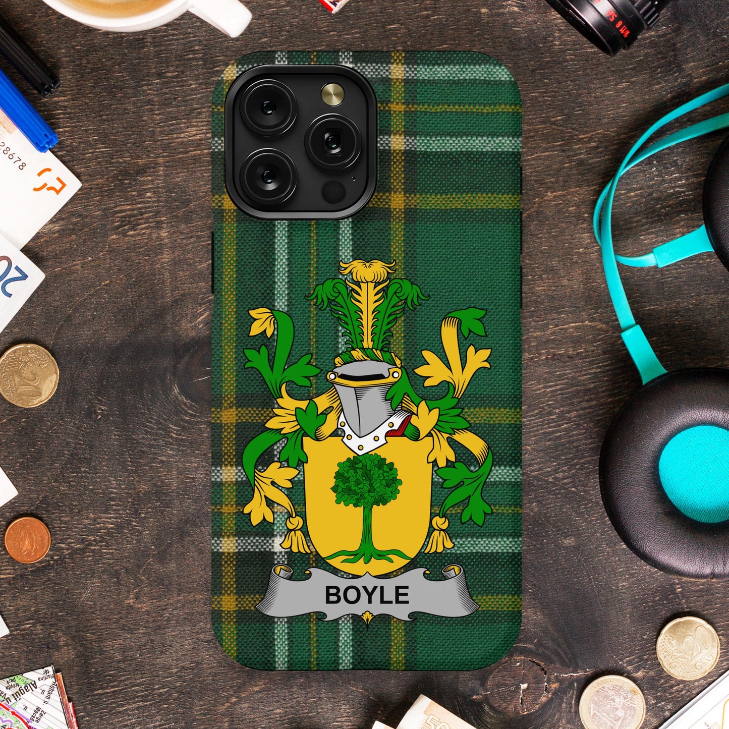 Boyle Irish Surname Family Crest Cell phone cover - Celtic Ancestry Gifts