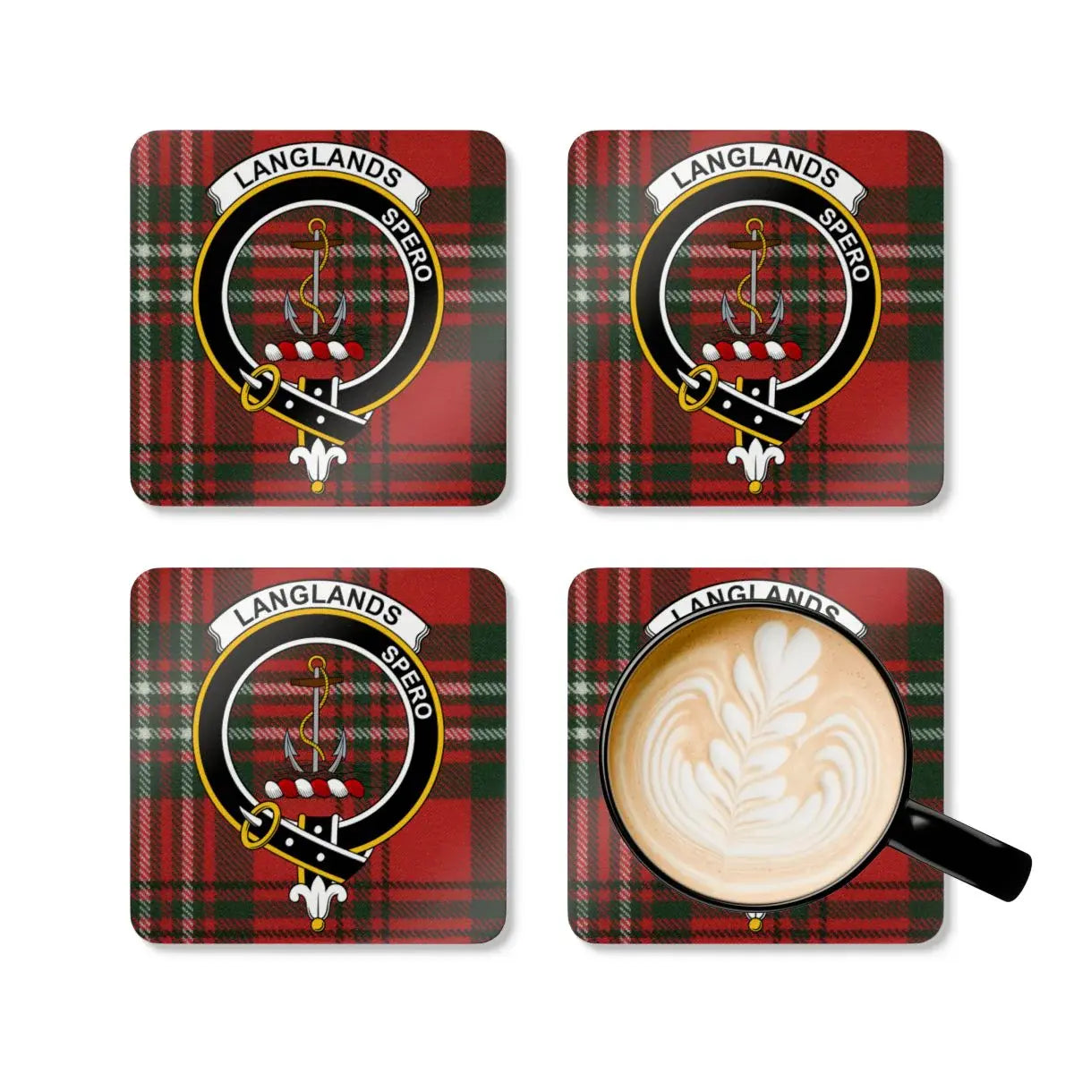 Langlands Spero Plaid Coaster Set Coffee Product