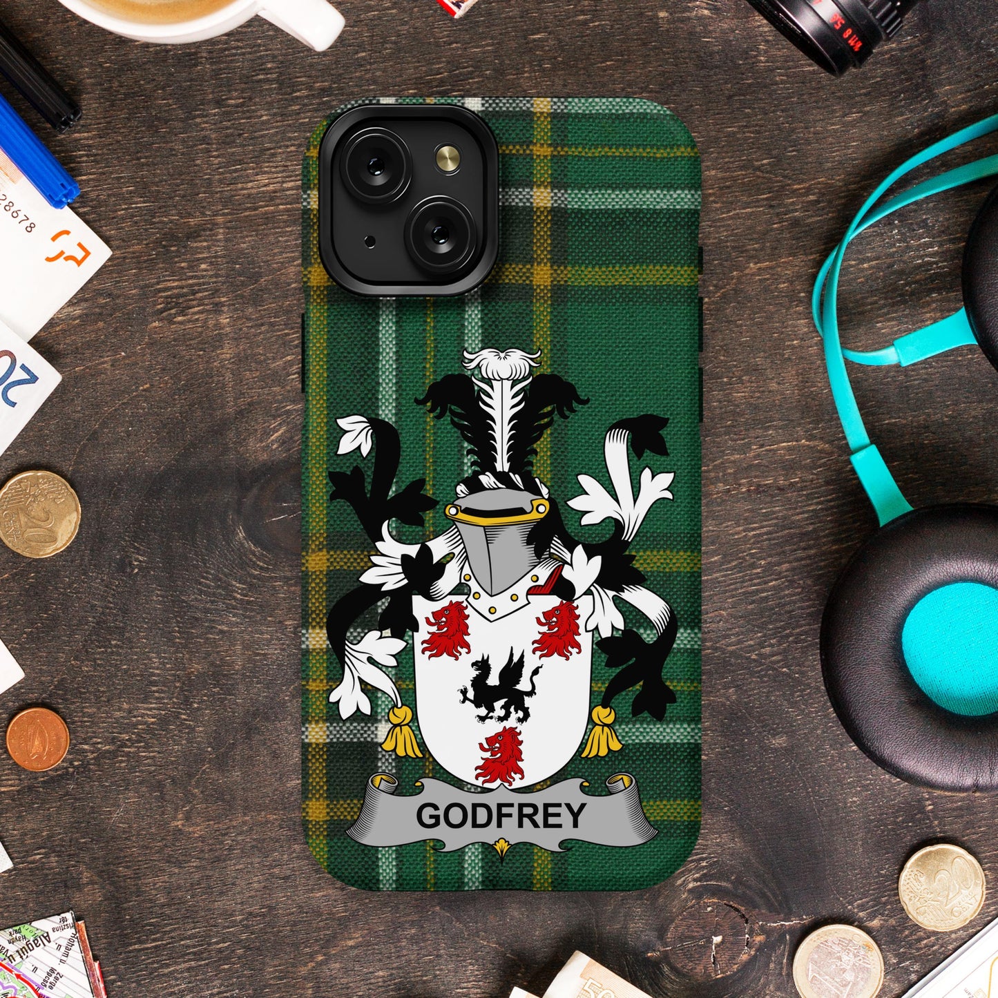 Godfrey Surname Family Crest Cell Phone Cover - Celtic Ancestry Gifts