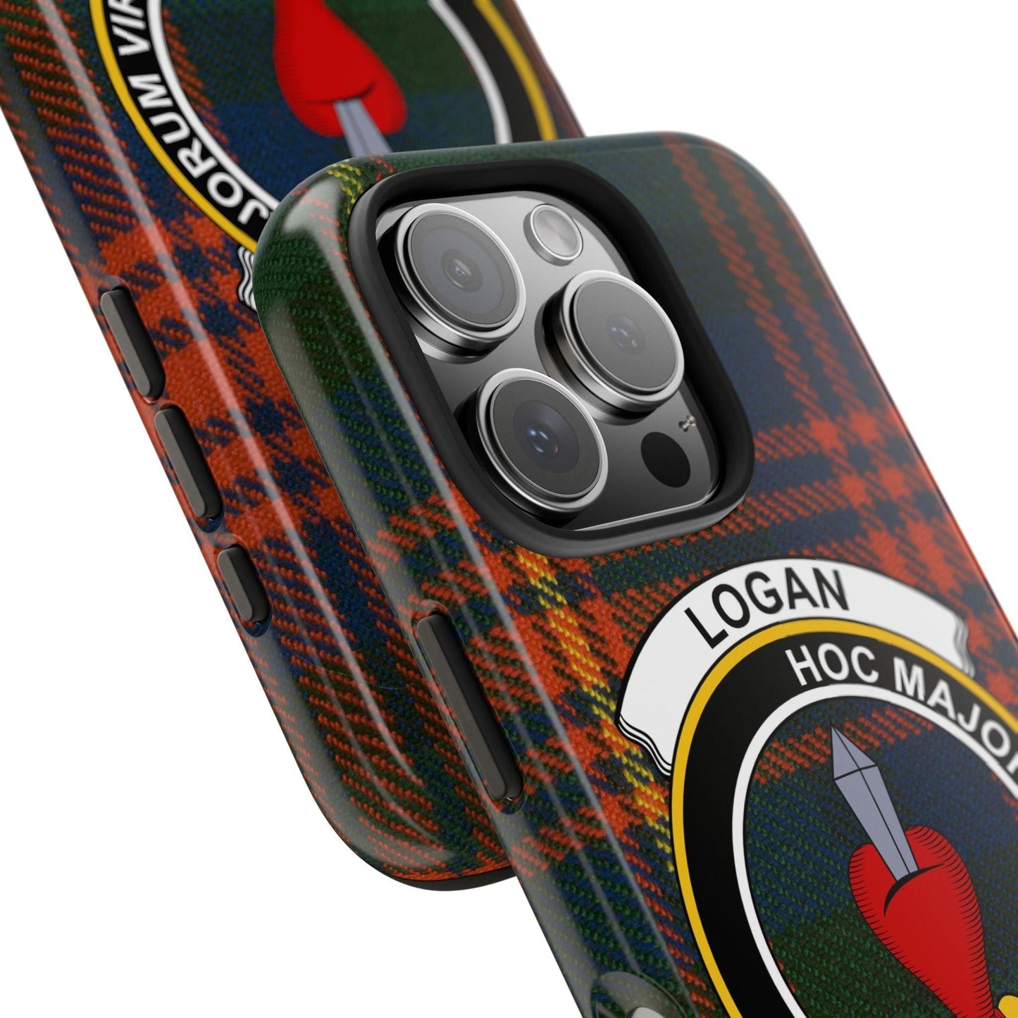 Logan Scottish Clan Crest Tartan Background Cell Phone Case - Celtic Ancestry Gifts