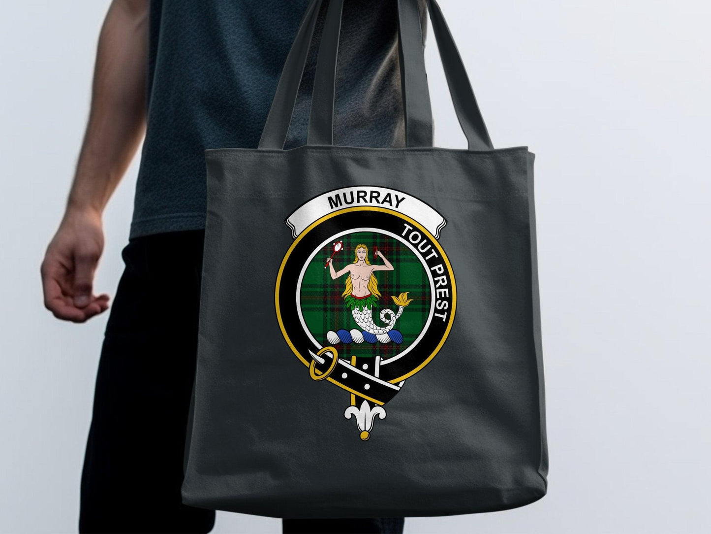 Murray Scottish Clan Crest Tartan Tote Bags - Celtic Ancestry Gifts