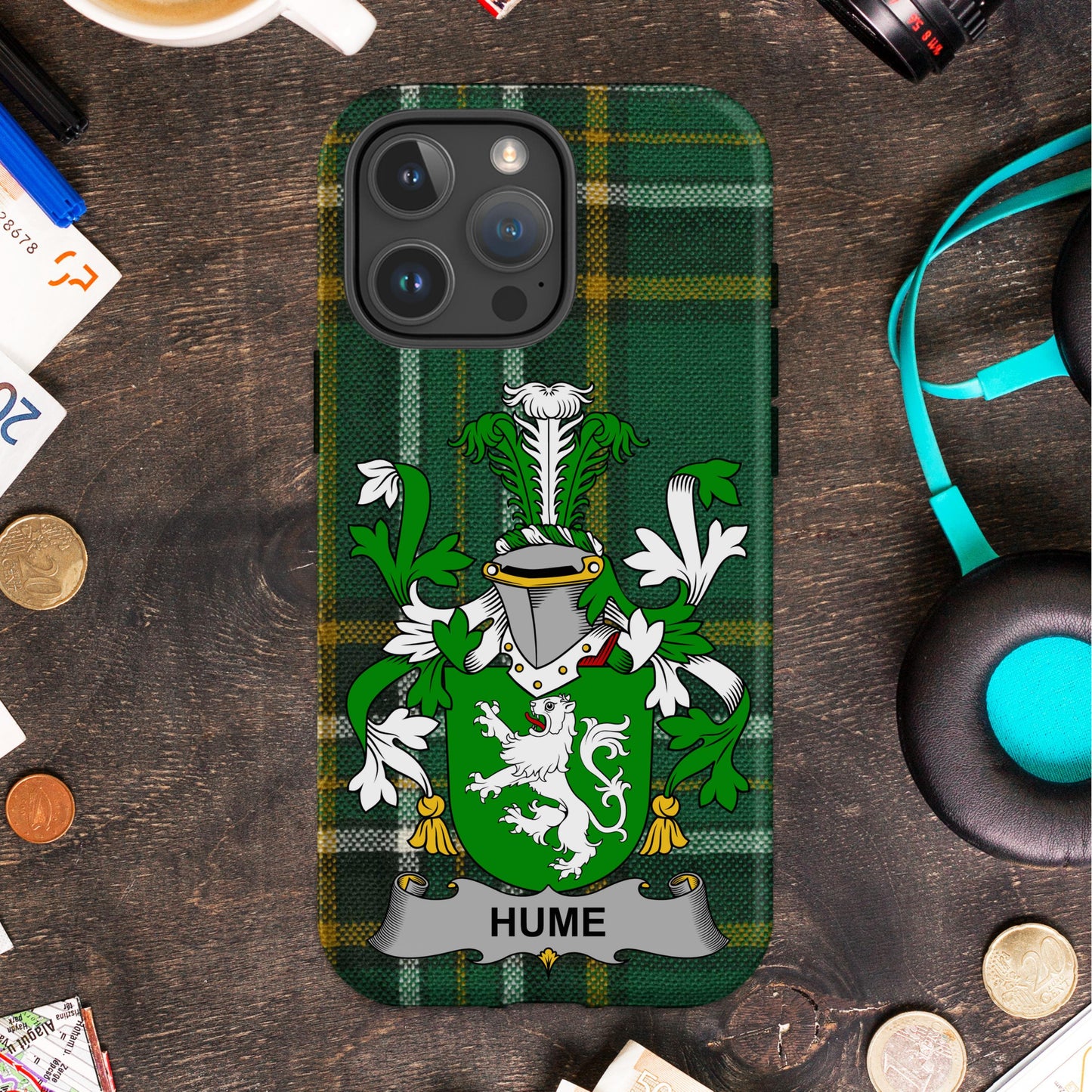 Elegant Green Plaid Personalized Crest Phone Case product type