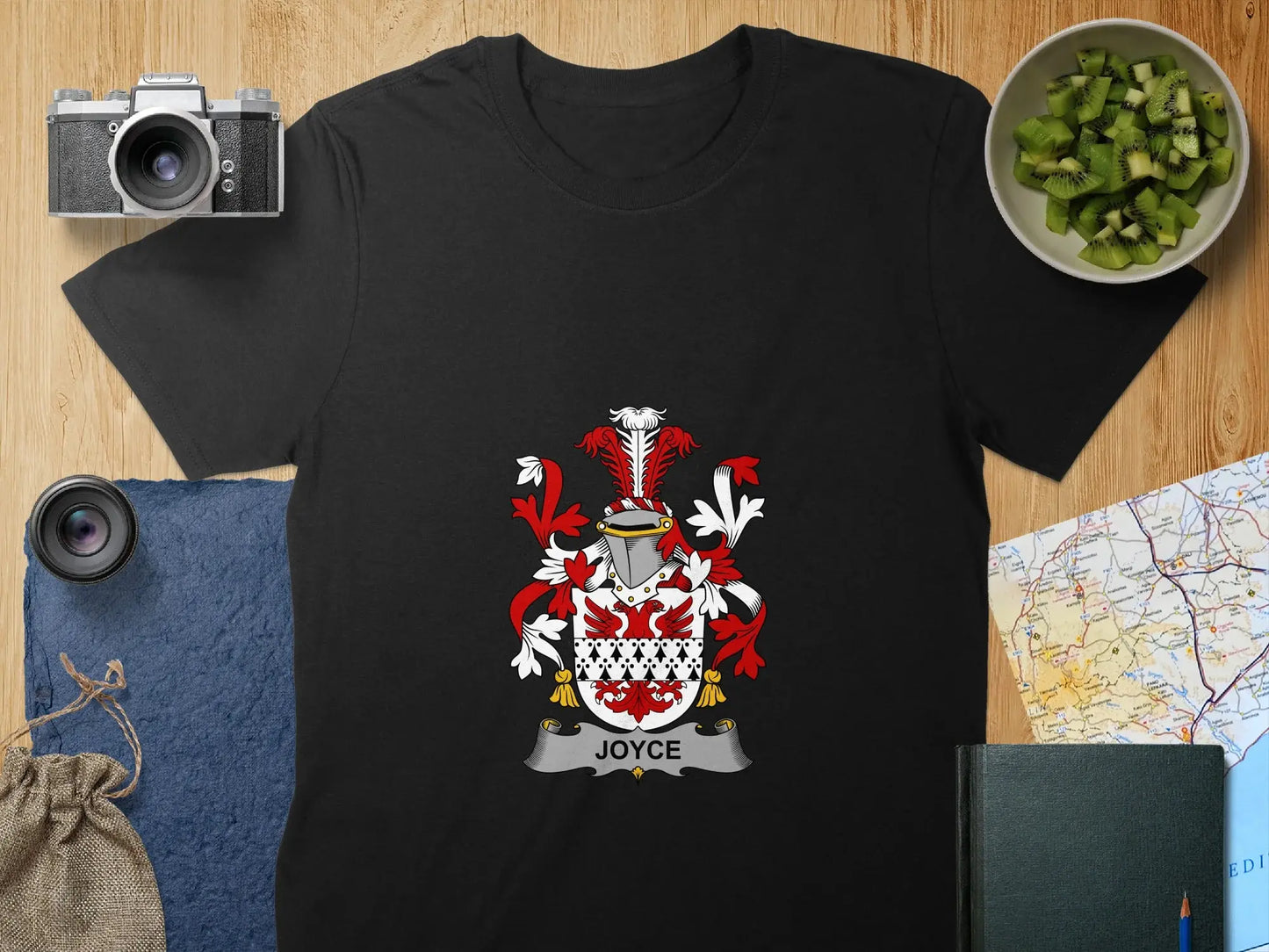 Bold Family Crest Design on Black T-shirt