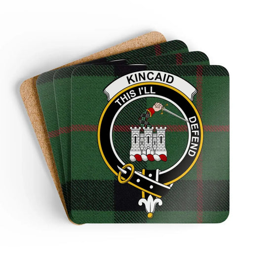 Kincaid Clan Crest Tartan Design Coaster Set product type