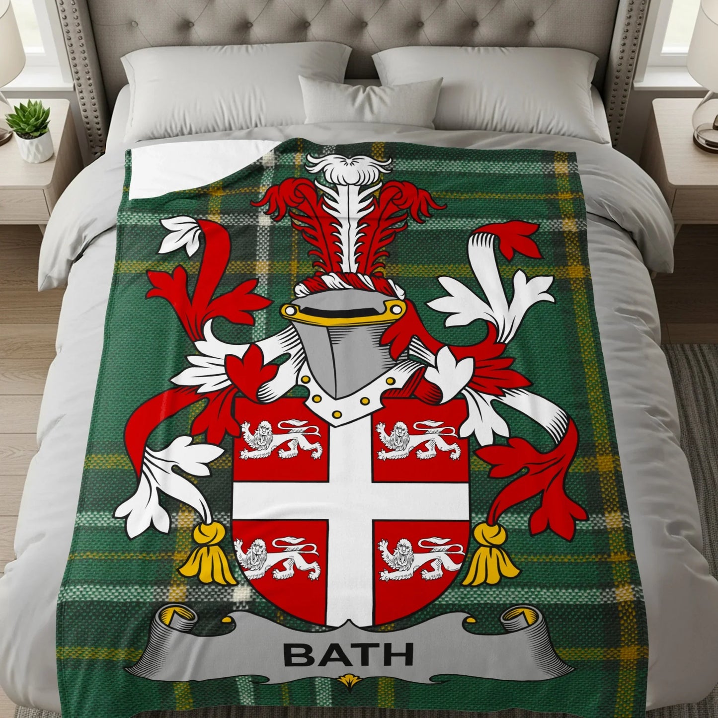 Bath Tartan Crest Blanket Decorative Bedding product