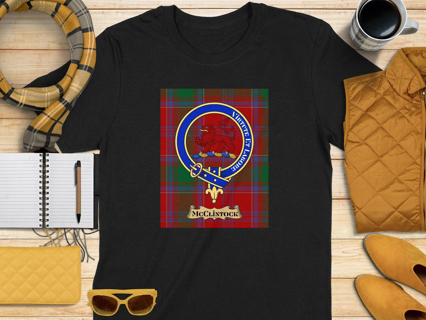 Vintage Clan McClintock Tartan Plaid Scottish Emblem Graphic T-Shirt, Unisex Casual Wear