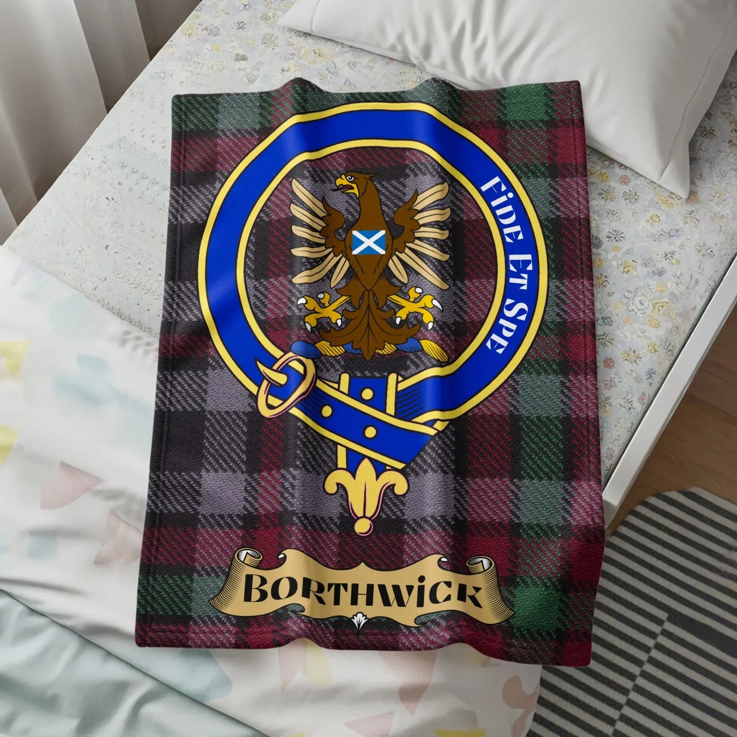 Borthwick Family Crest Pattern Fleece Blanket product