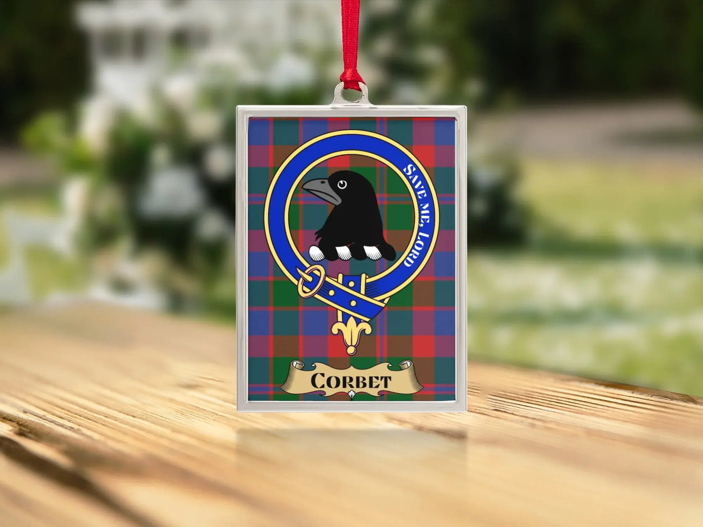 Scottish Clan Crest Corbet Tartan Plaque product