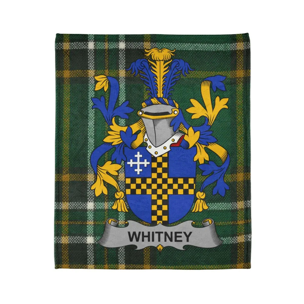 Whitney Family Crest Surrounded by Plaid Design product