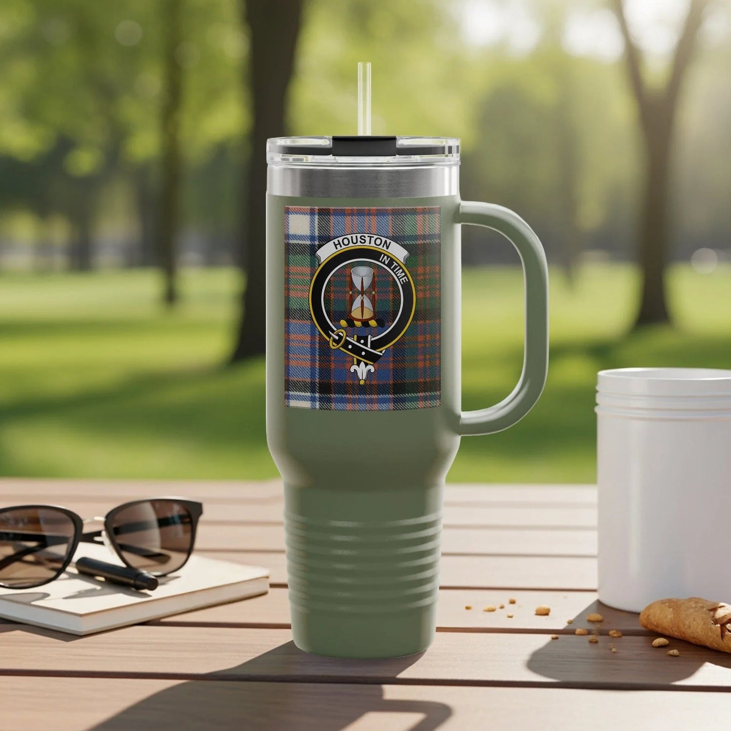 Houston City Emblem Green Plaid Travel Mug product