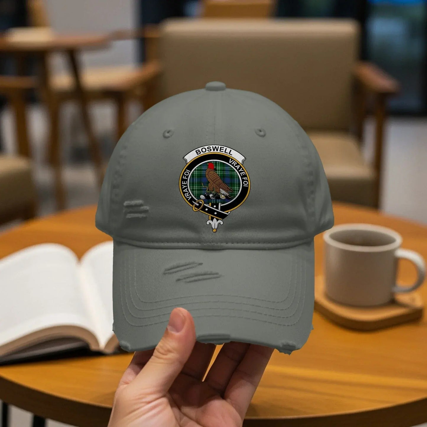 Vintage Olive Custom Embroidered Distressed Cap product