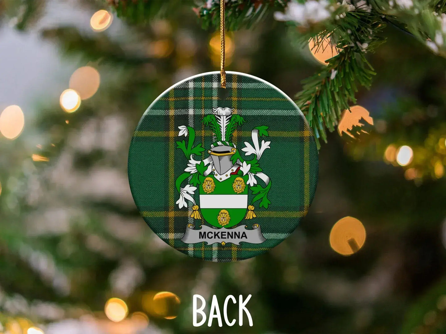 Rustic Tartan Green Personalized McKenna Ornament product type