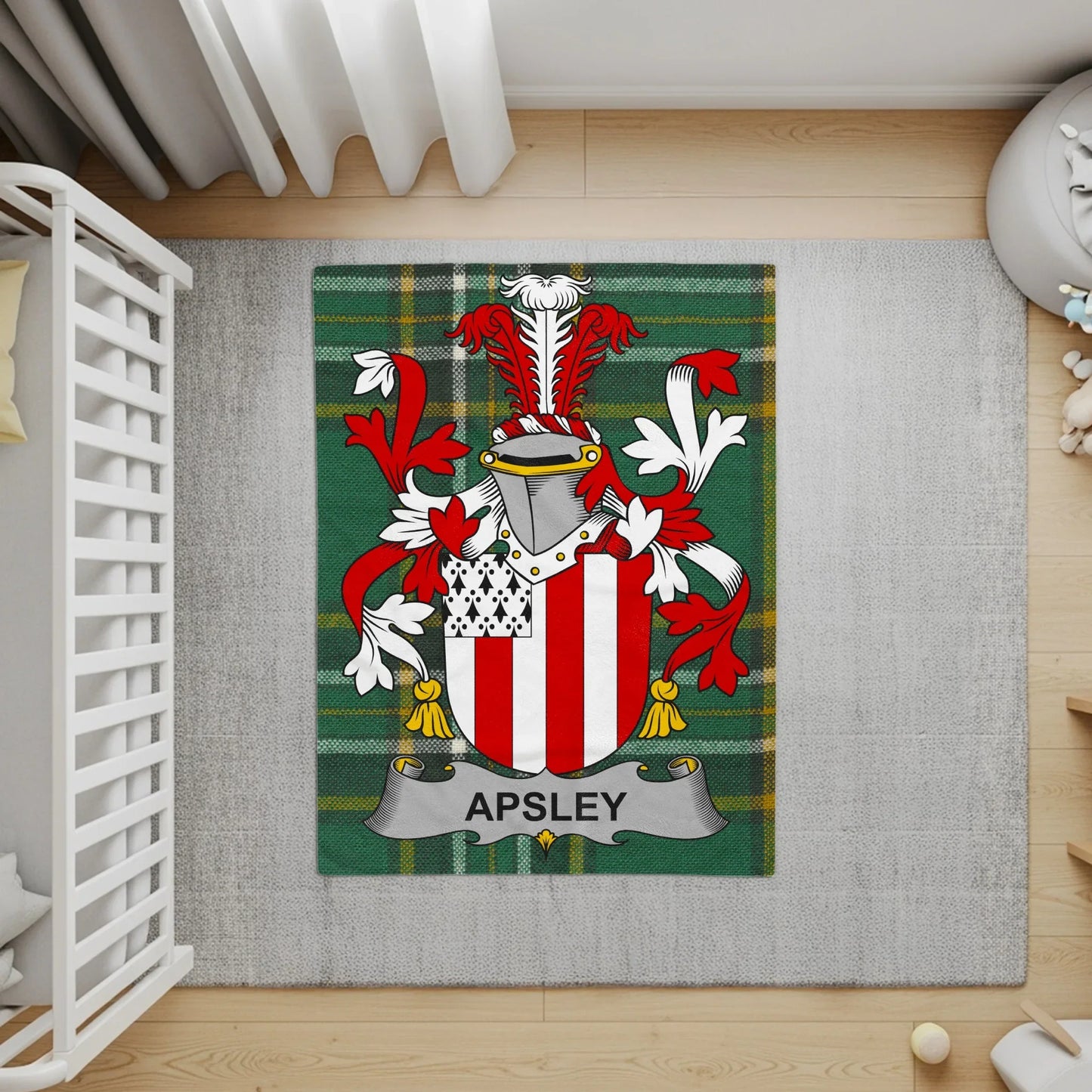 Personalized Apsley Family Crest Green Print Rug product