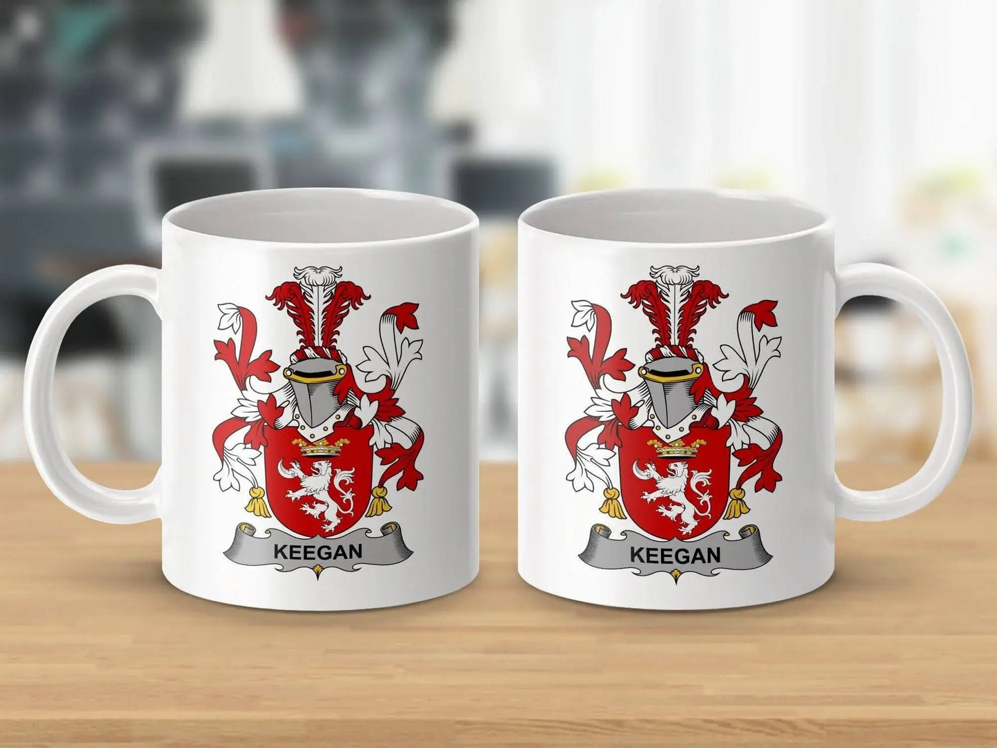 Keegan Irish Family Crest Surname Coat of Arms Mug - Celtic Ancestry Gifts