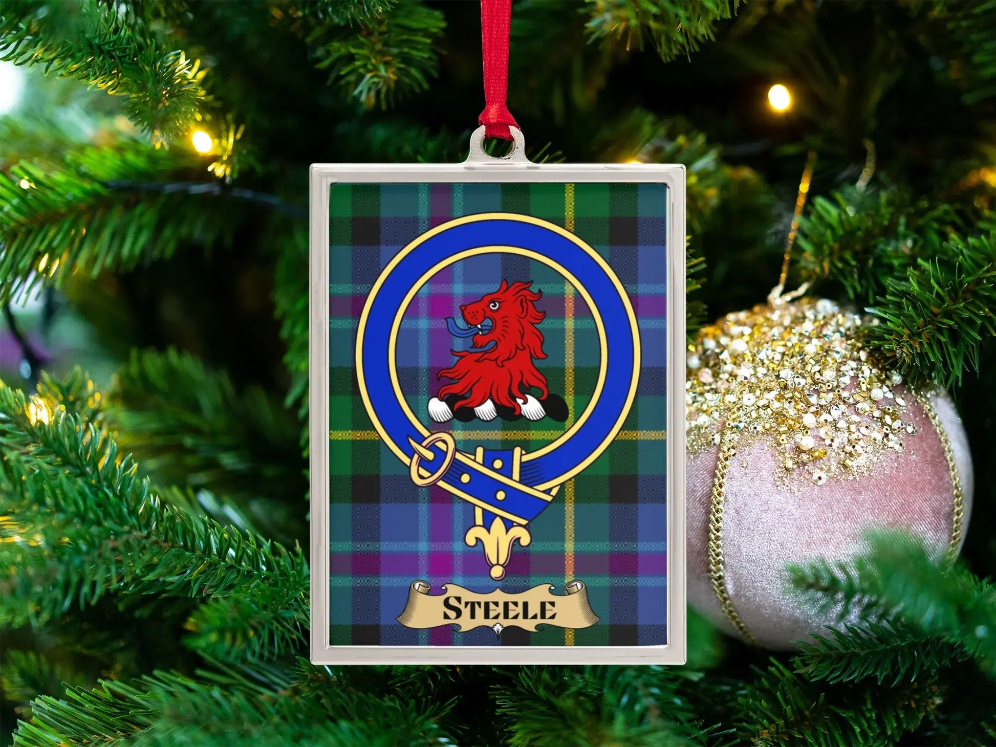 Vibrant Steele Clan Tartan Christmas Tree Ornament product