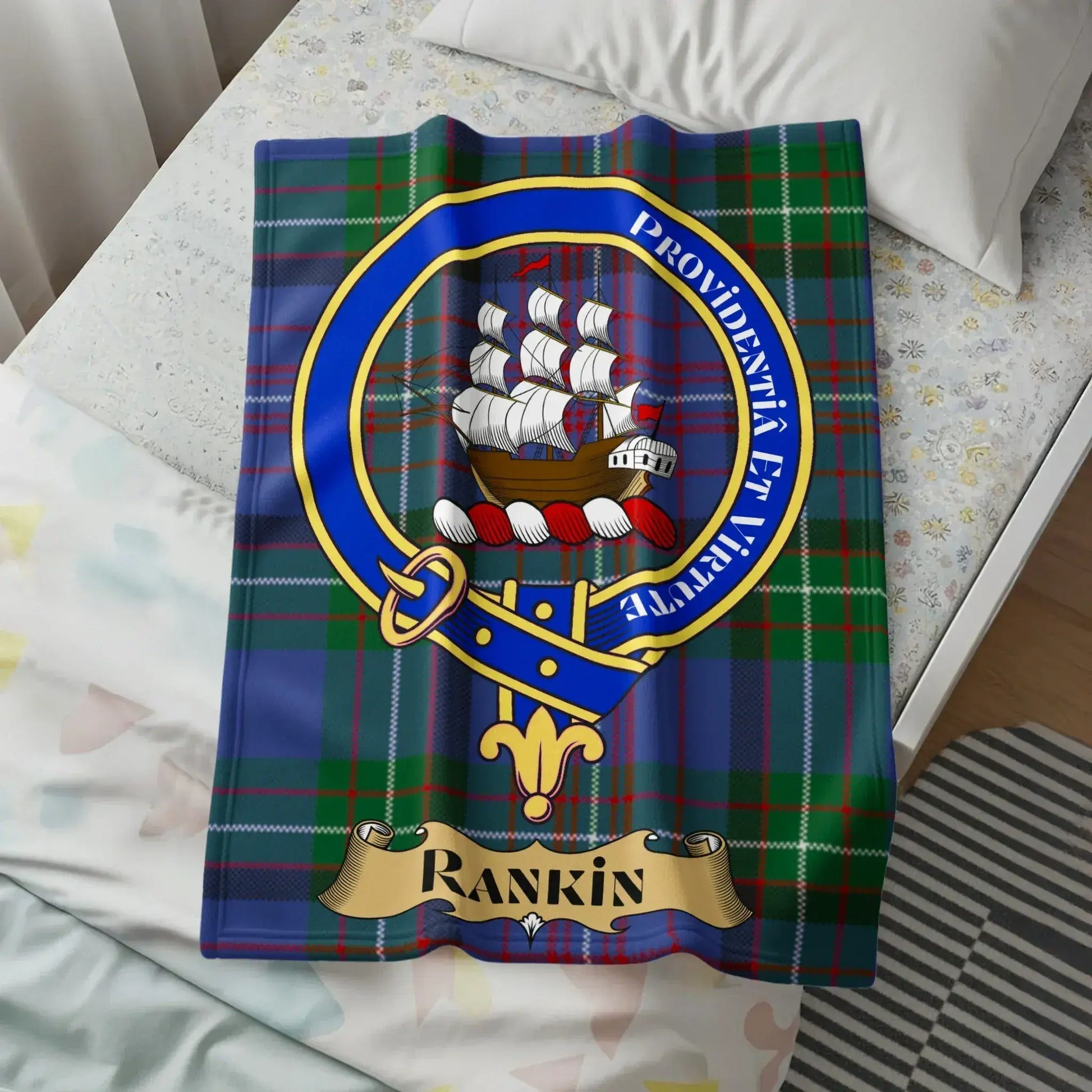 Rankin Clan Tartan Blanket with Ship Design product