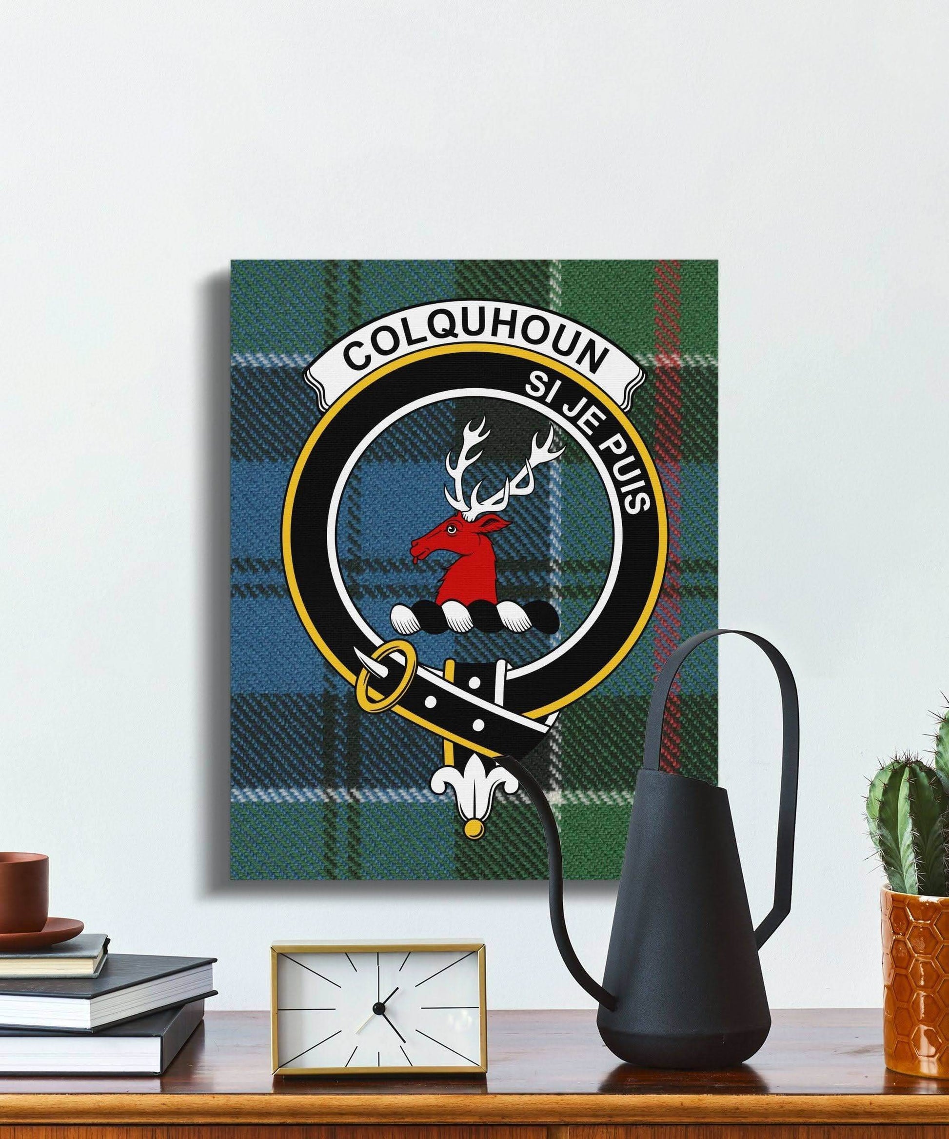 Colquhoun Scottish Tartan Clan Crest Canvas - Celtic Ancestry Gifts