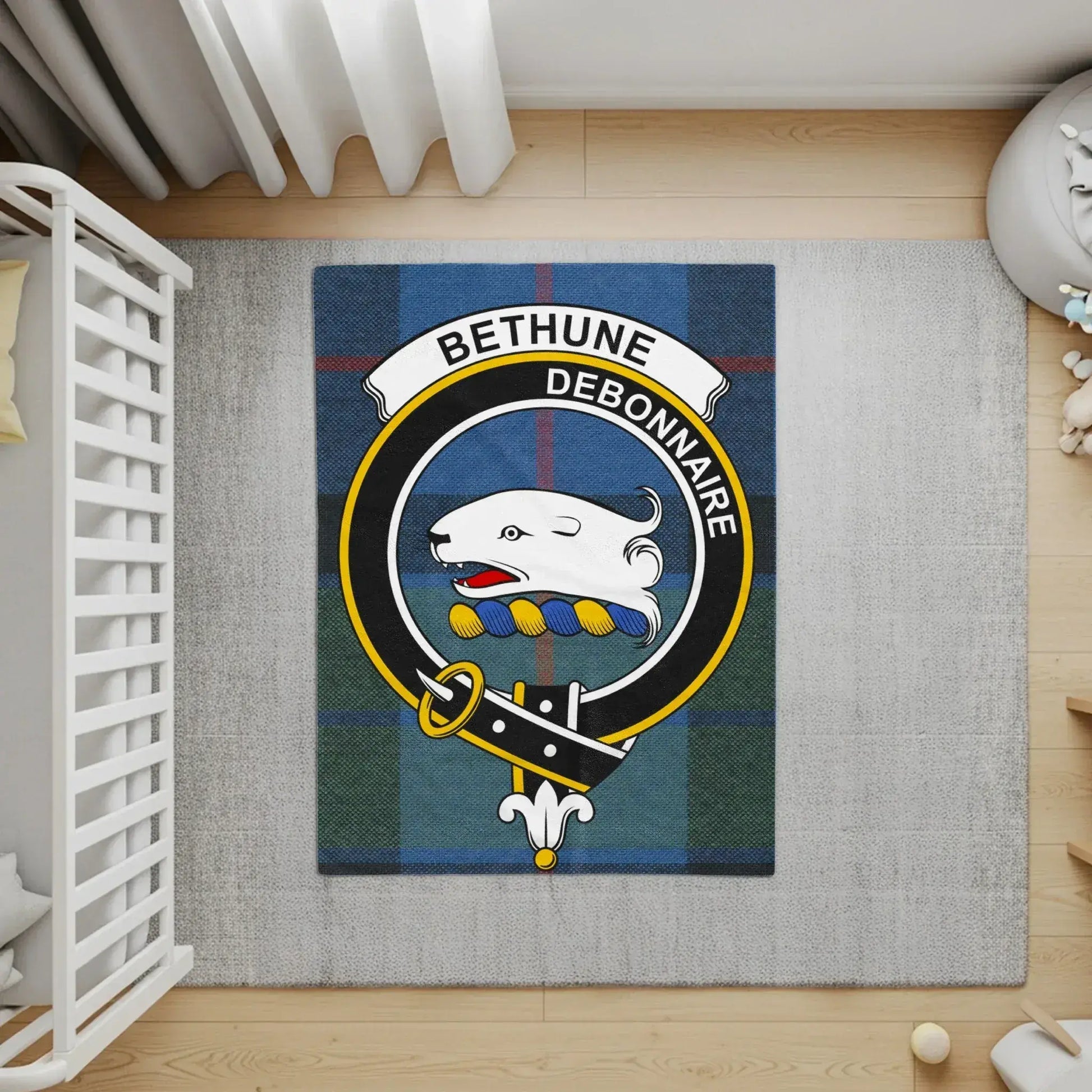 Bethune Debonnaire Clan Crest Tartan Design Rug product