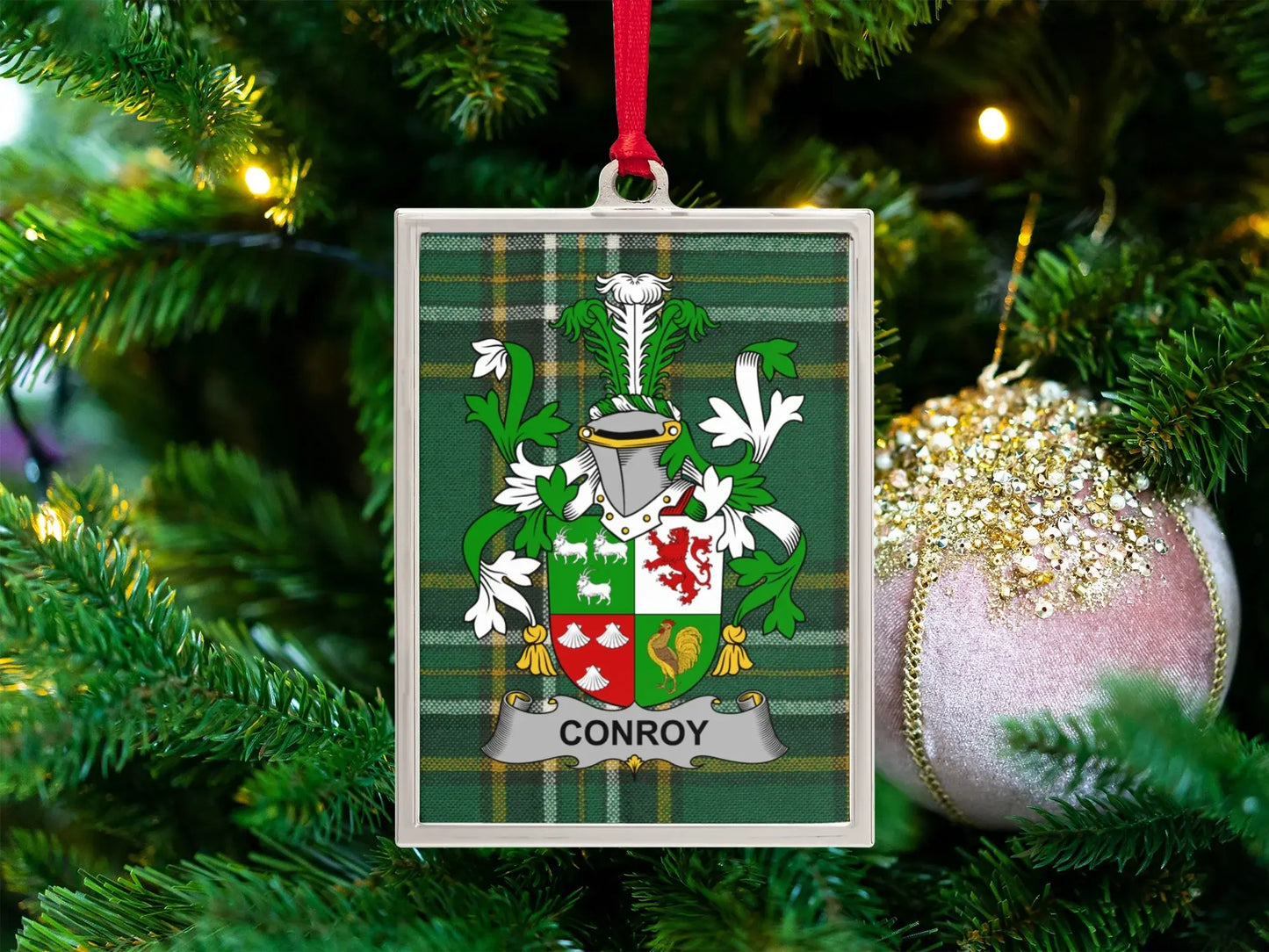 Family Crest Plaid Christmas Tree Ornament product