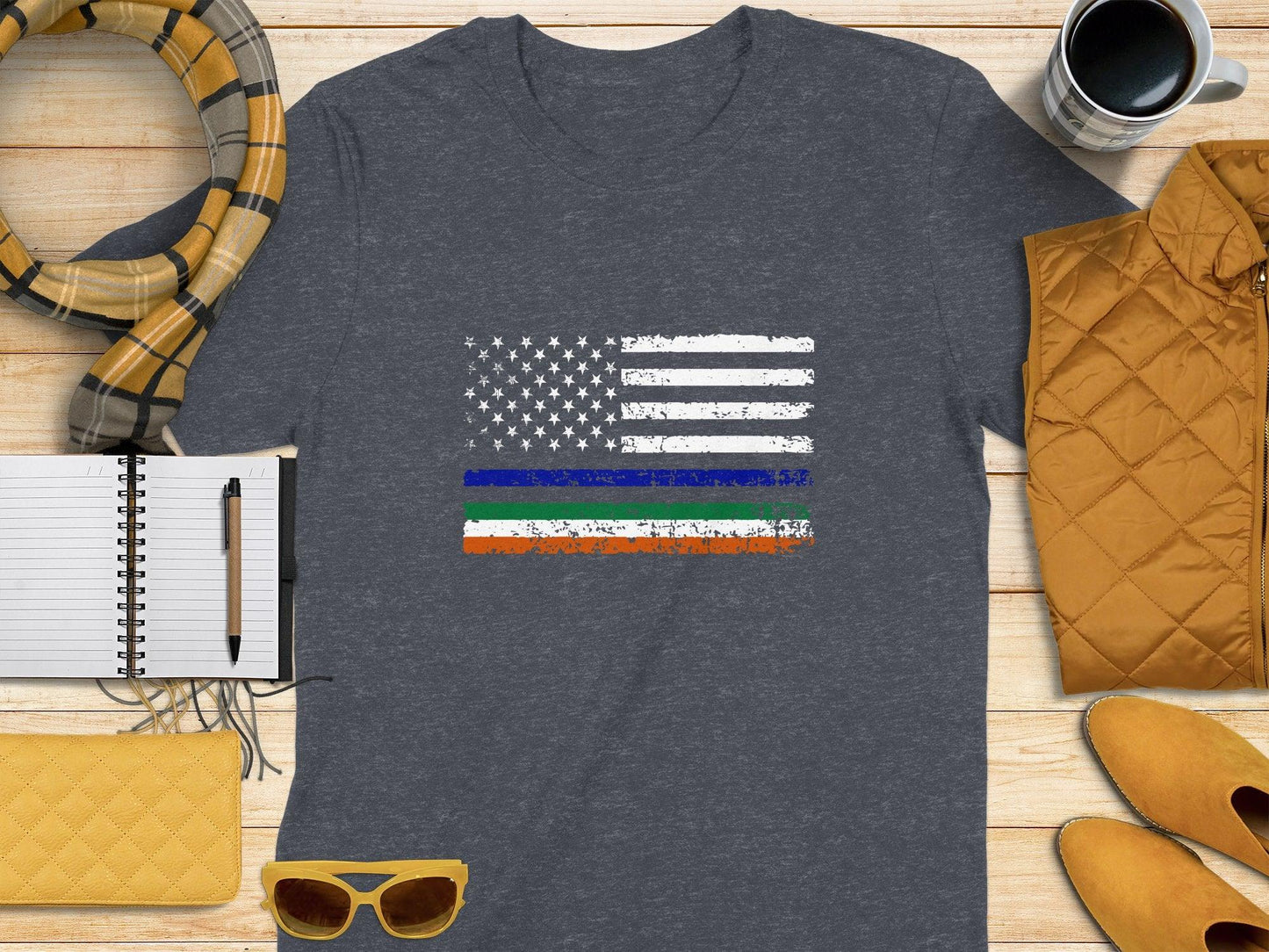 Distressed American Flag with Stripes Graphic Design t-shirt - Celtic Ancestry Gifts