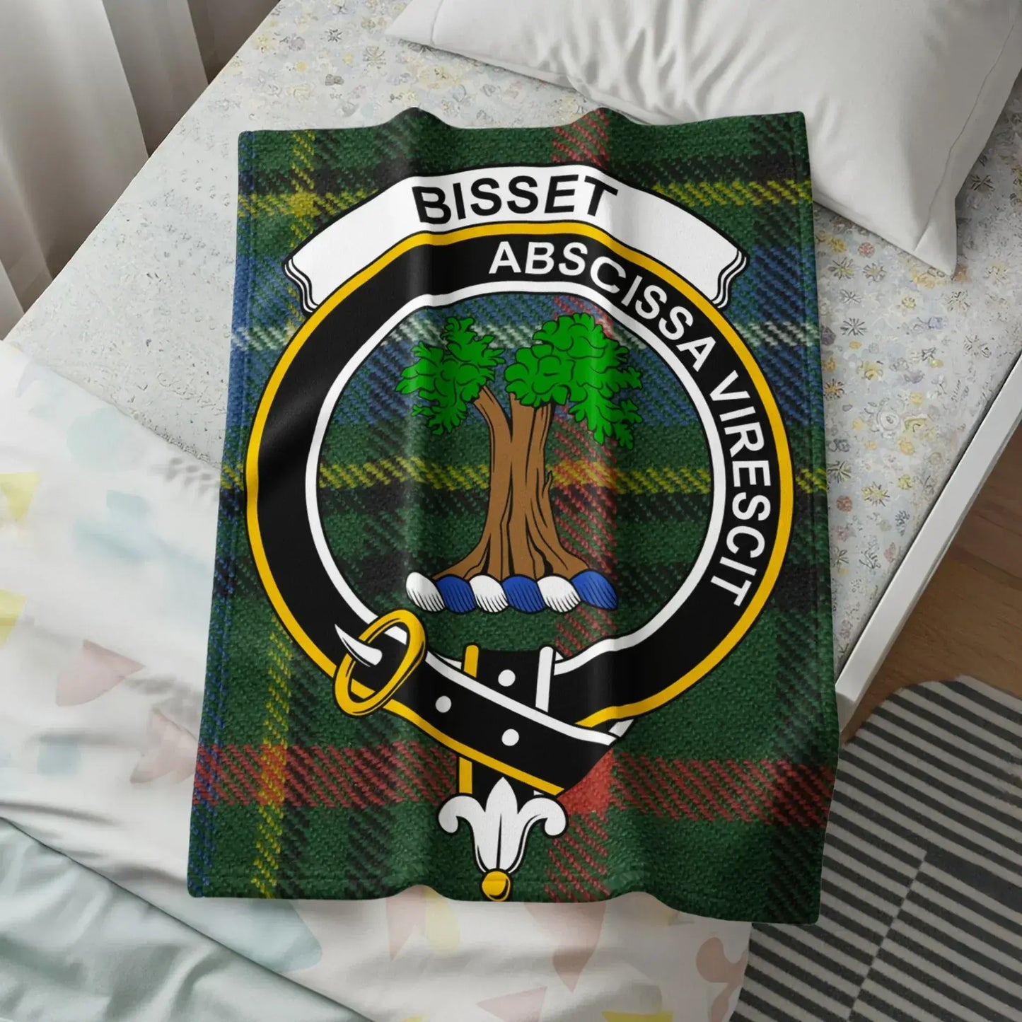 Bisset Abscissa Virescit Crest Tartan Bed Blanket product type