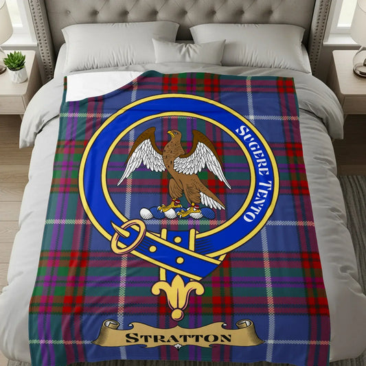 Scottish Clan Stratton Tartan Eagle Emblem Blanket product