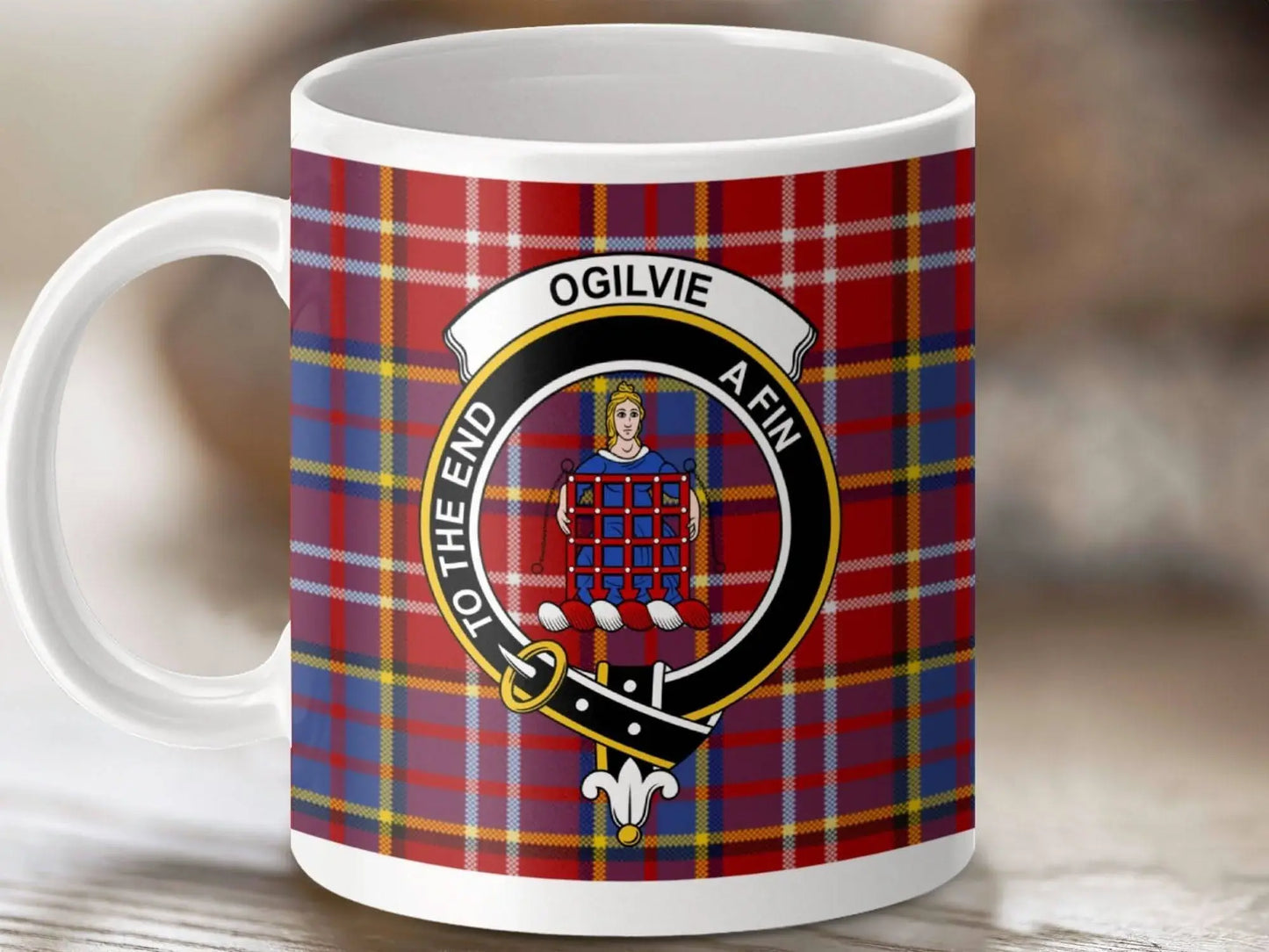 Scottish Red Tartan Clan Emblem Design Mug product