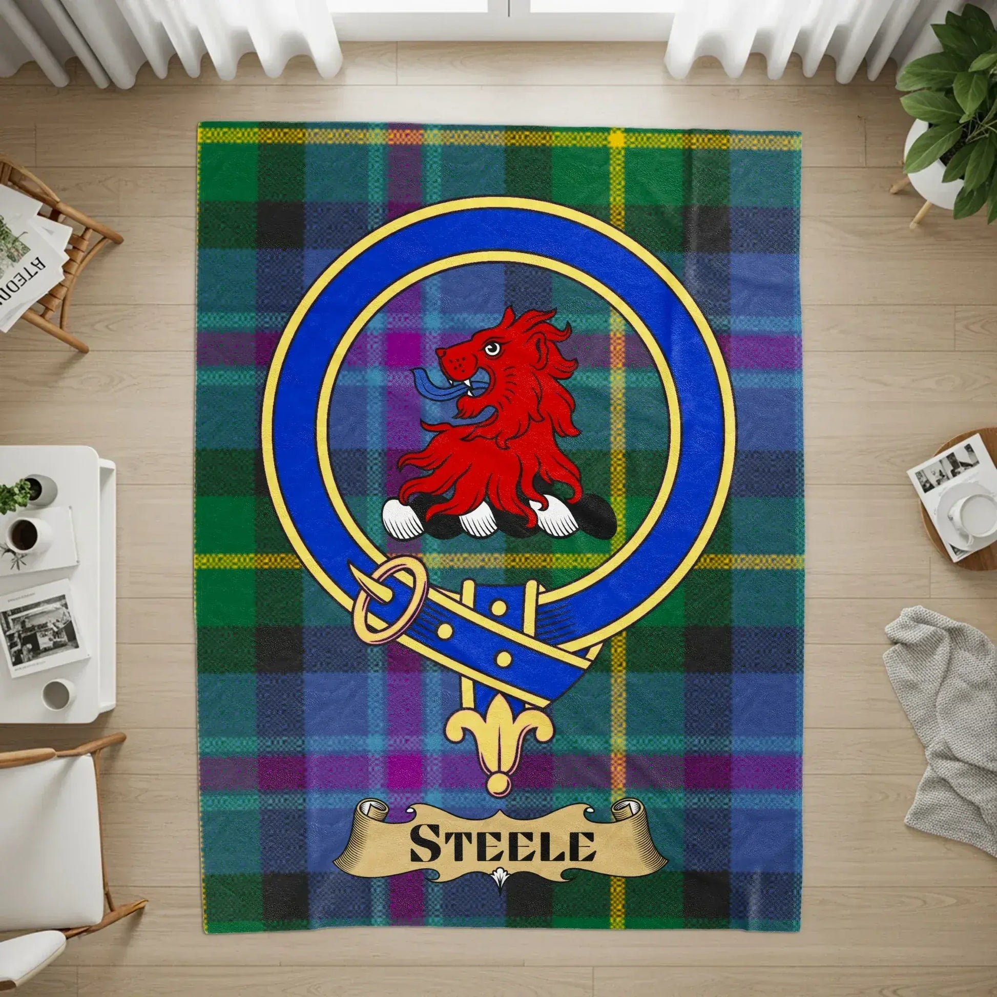 Steele Family Crest Tartan Plaid Themed Rug Product