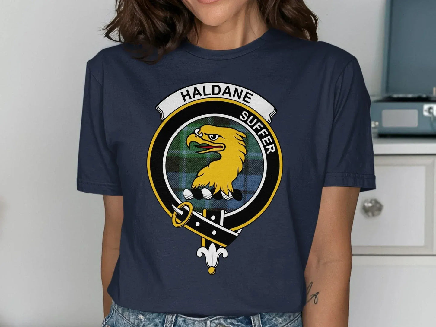 Haldane Suffer Eagle Emblem Navy Blue graphic tee product